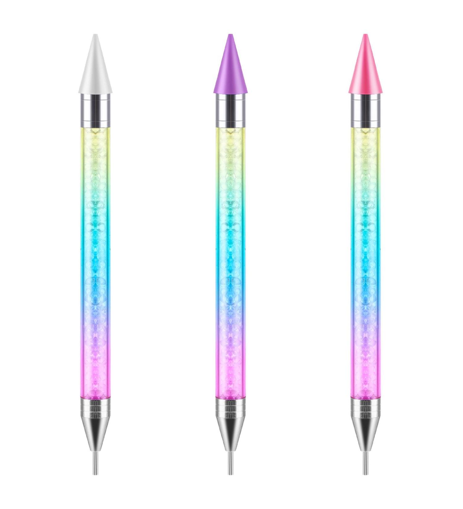 Bewudy 3 Pcs Nail Rhinestone Picker Dotting Pen Set - Dual-Ended Wax Pencil Tool for Nail Art DIY Decoration (White Pink Purple) - Buy Online on SooperMarket.com