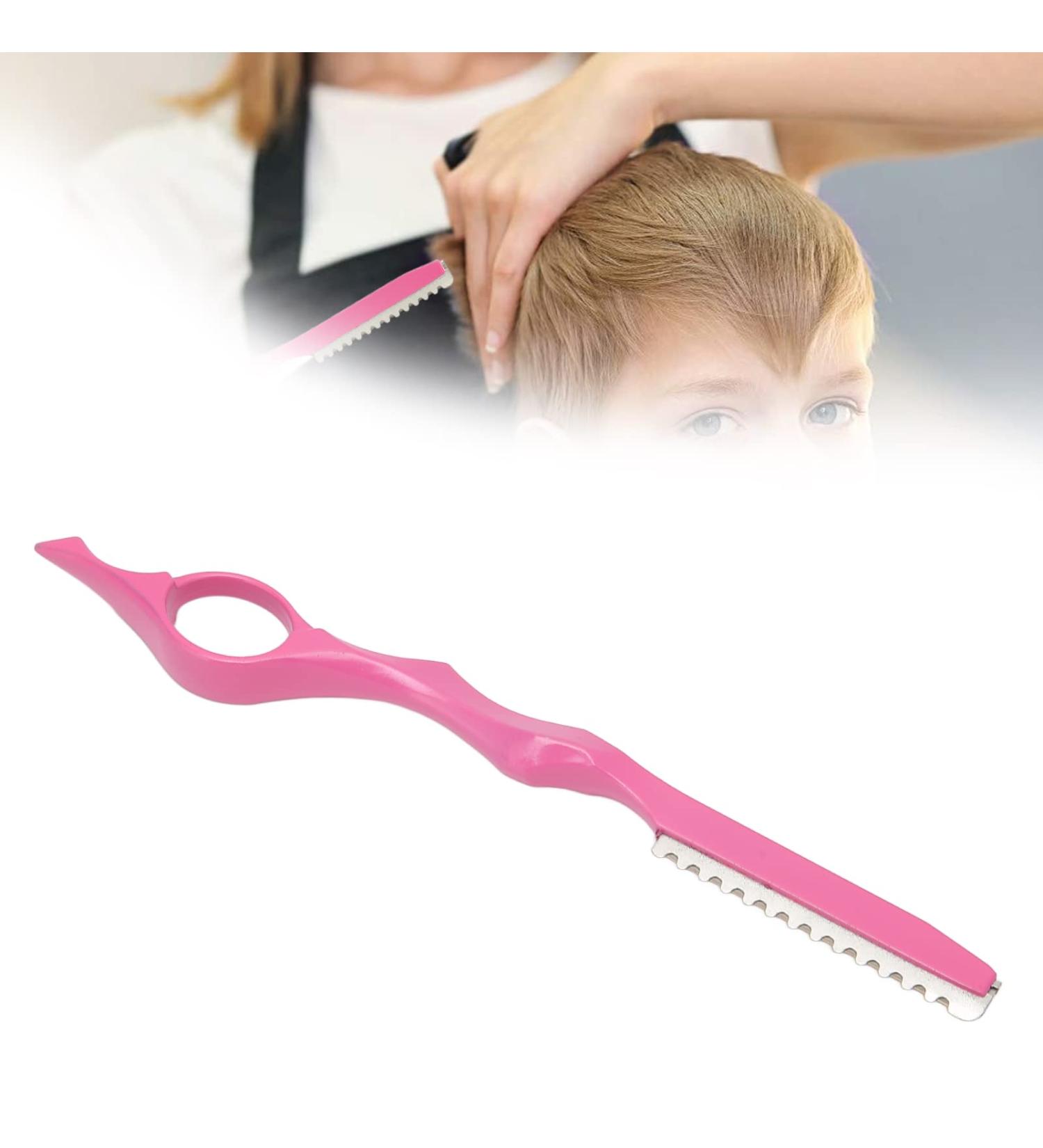 Hair Thinning Razor & Texturizing Tool - Stainless Steel Ergonomic Design for Bangs & Hair Styling (Pink) | International Shipping - Buy Online on SooperMarket.com