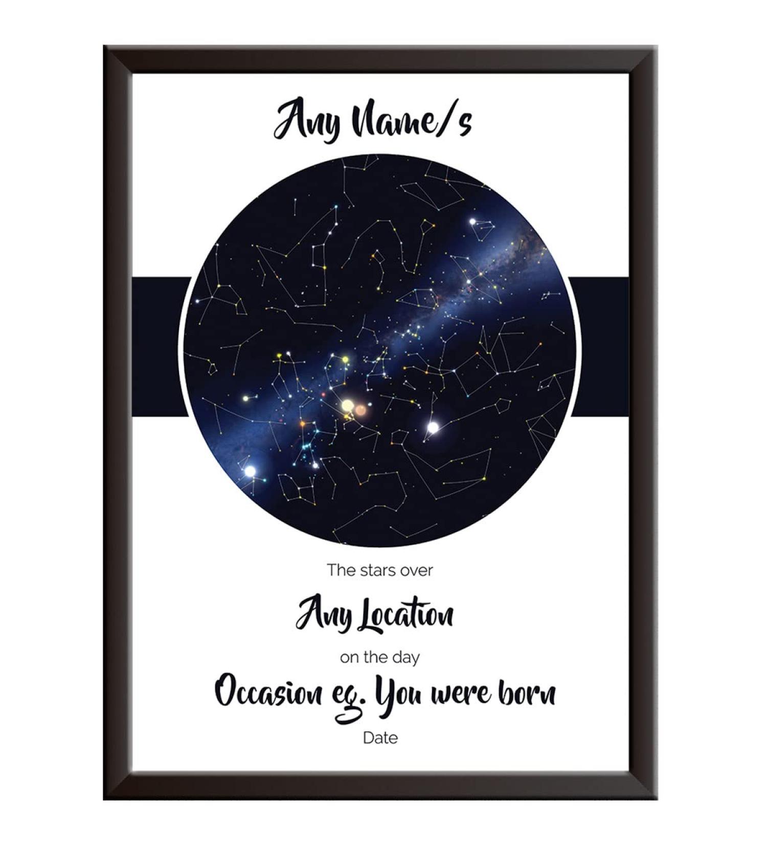 Personalized Sky/Star Map Print: Unique Gift for Birth, Christening, Mother's Day, Father's Day - Custom Night Sky Poster for Any Location - Picture/Print Only - Buy Online on SooperMarket.com