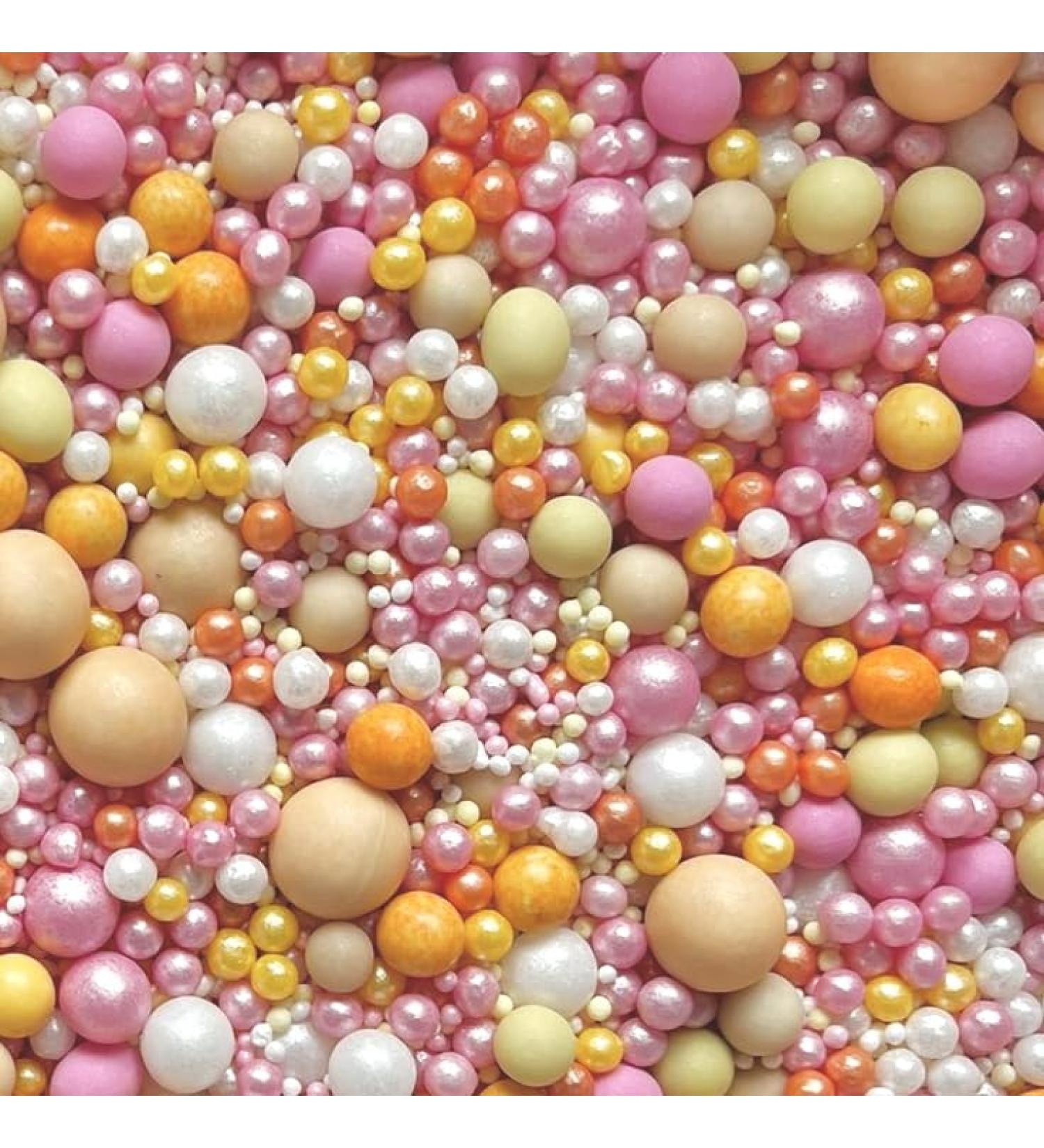 Easter Orange yellow pink white peach Sprinkles for cupcake cookies cake toppers pearls chocolate balls 100s and 1000s birthday decoration topper retro 70s preppy GROOVY BABY