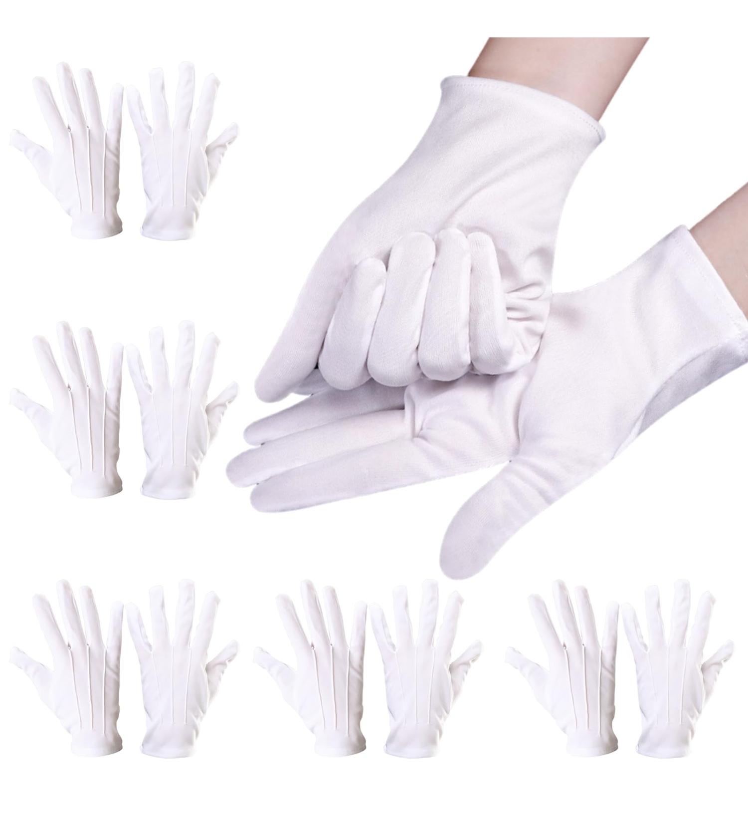 Omjmyy White Gloves - 6 Pairs of Sweatproof Nylon Gloves for Women & Men | Perfect for Skin Care Evening Wear Cosplay & Jewelry Inspection - Buy Online on SooperMarket.com