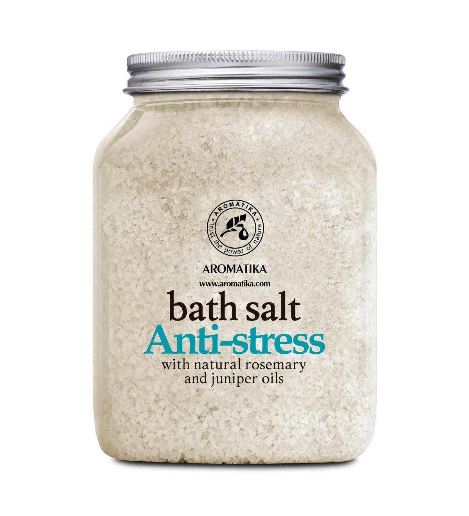 De-Stress Bath Salt 46 Oz - 100% Natural with Rosemary & Juniper Oils - Promotes Relaxation and Stress Relief for Better Sleep - Aromatherapy for Calming Body Care and Beauty - Buy Online on SooperMarket.com