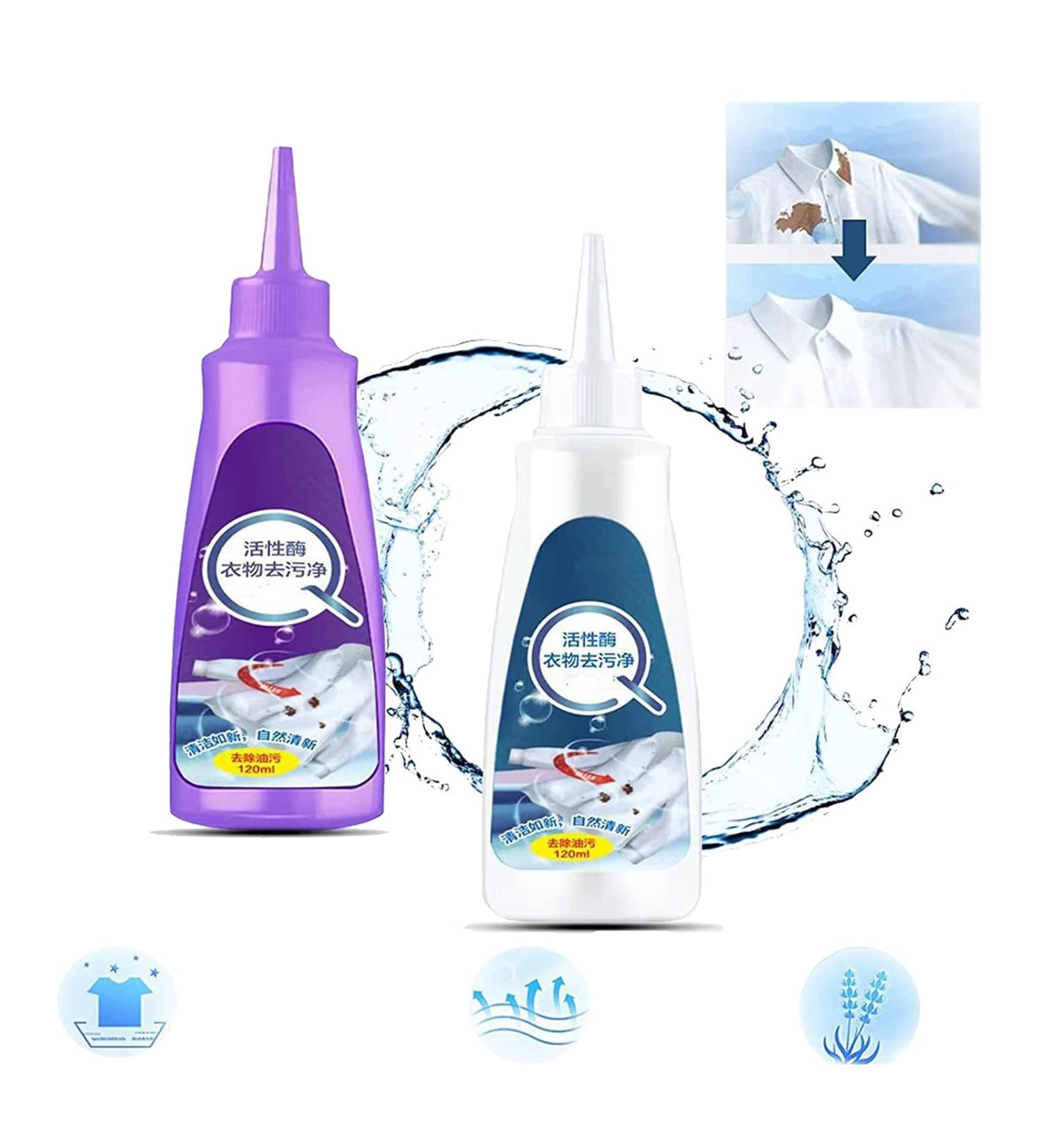 Active Enzyme Laundry Stain Remover-White Shirt Guardian Garment Stubborn Stain Cleaner Oil Remover Clothes Stain Remover Quick Laundry Dry Cleaner Emergency Stain Rescue Stain Remover (Purple+White) - Buy Online on SooperMarket.com