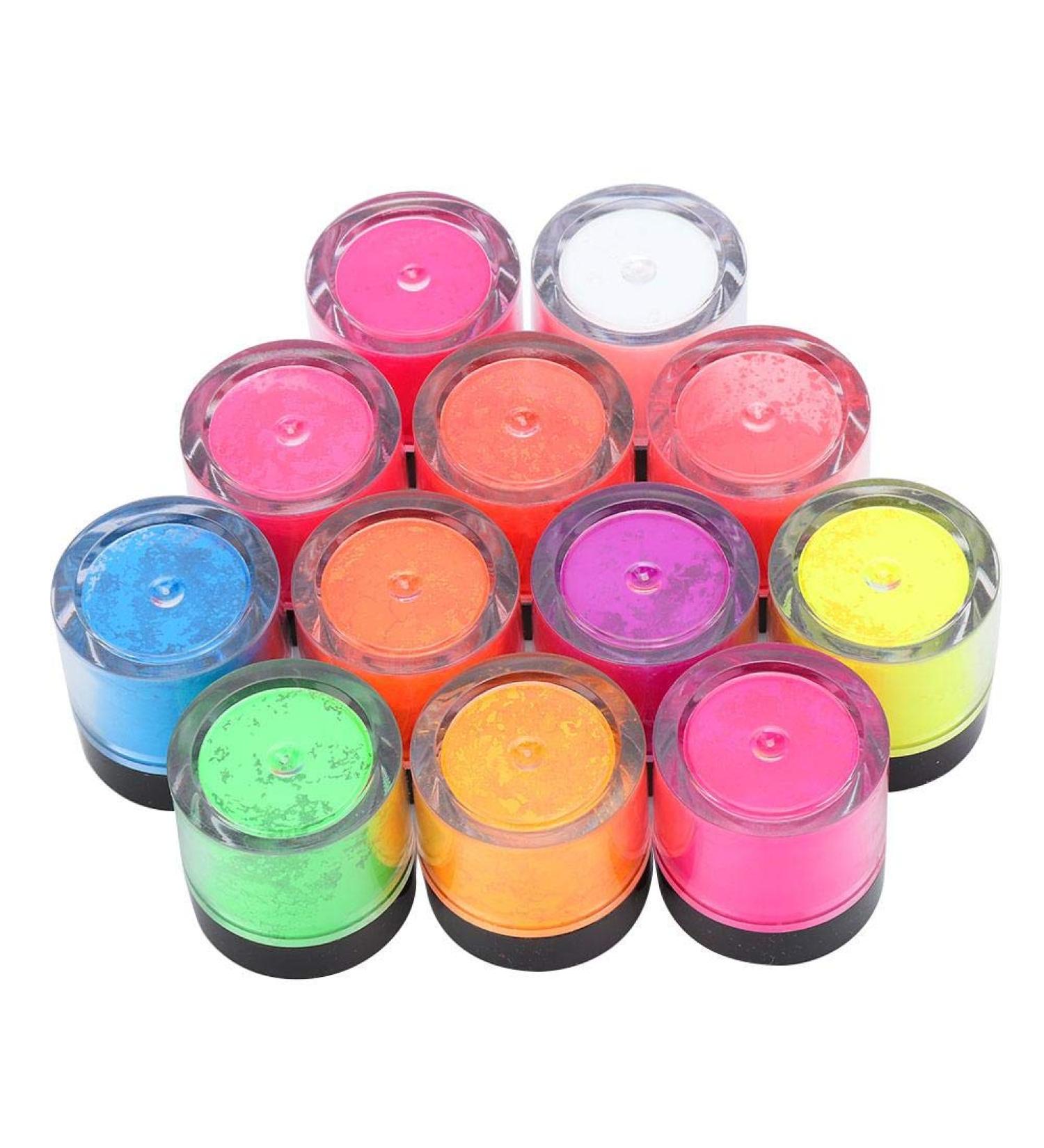 Fluorescent Powder Set - 12 Colors Glow in the Dark Nail Art & Party Decoration | DIY Phosphorus Manicure Accessories for Halloween - Buy Online on SooperMarket.com