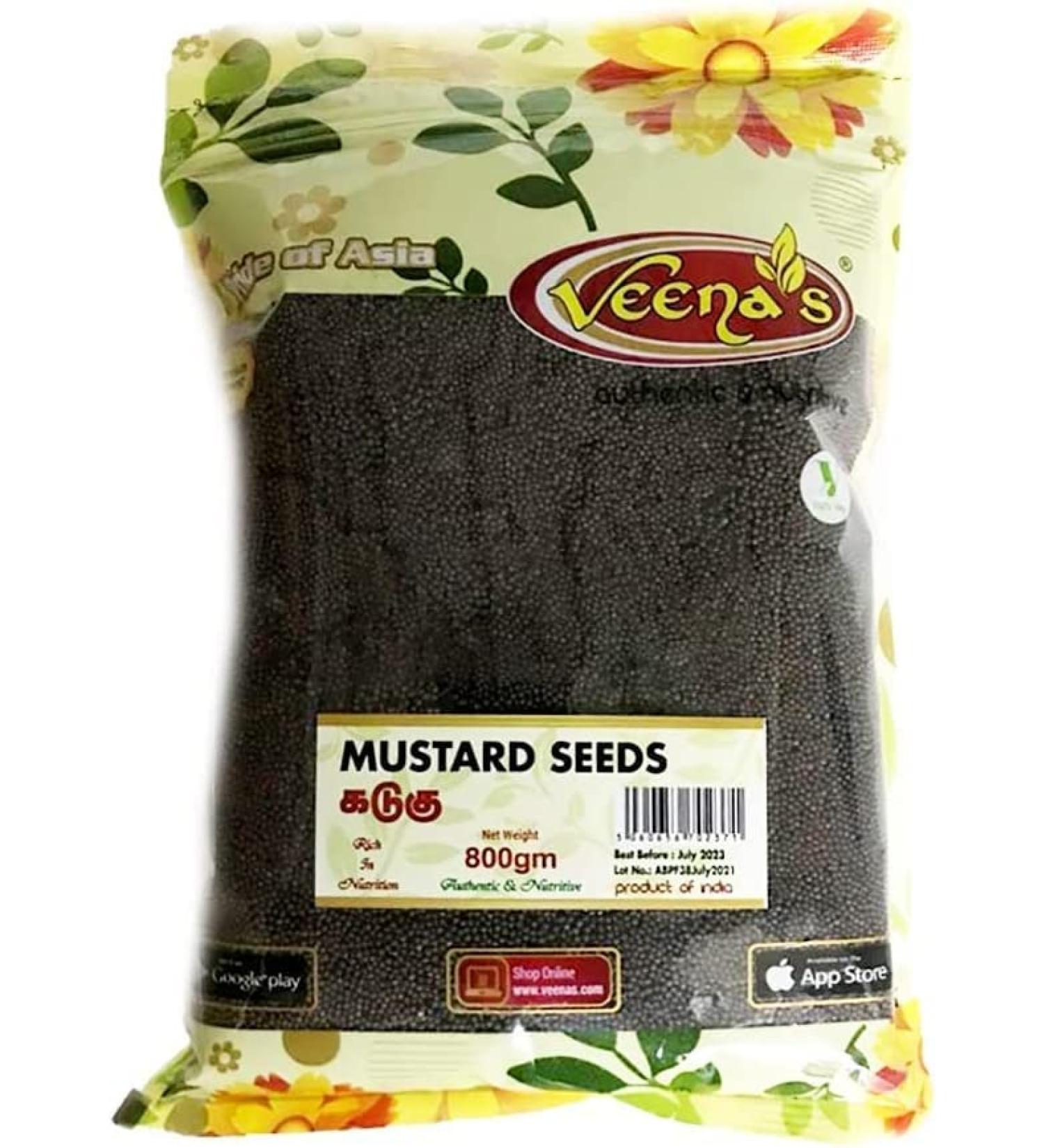 Veenas Mustard Seeds | 800G | Natural | Whole Mustard | Black mustard seeds for cooking | Mustard seed | Indian Origin - Buy Online on SooperMarket.com