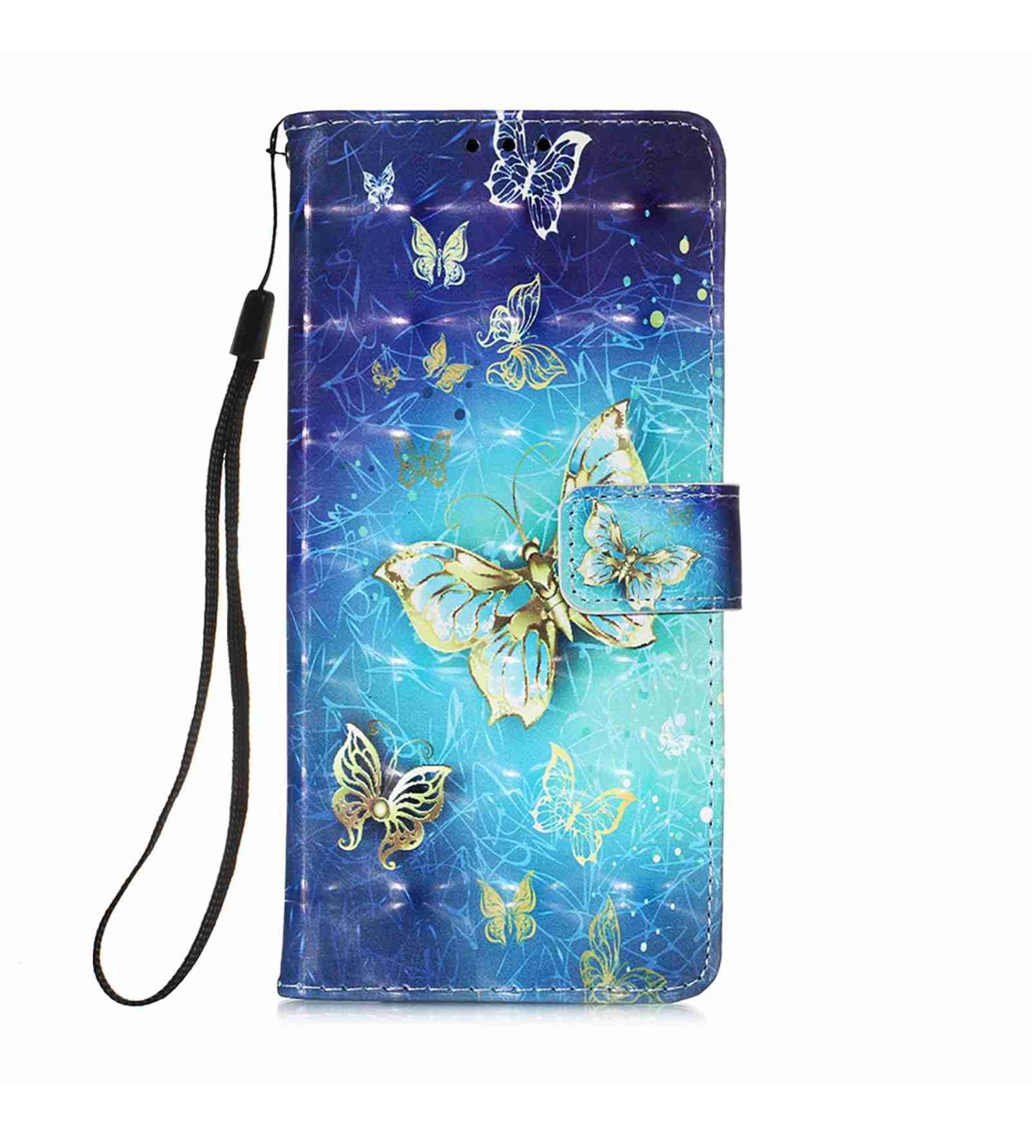 Buy Compatible Samsung Galaxy S23 Ultra Case - Ill Bless Glitzer Glossy 3D Pattern PU Leather Wallet Cover with Butterfly Design - Buy Online on SooperMarket.com