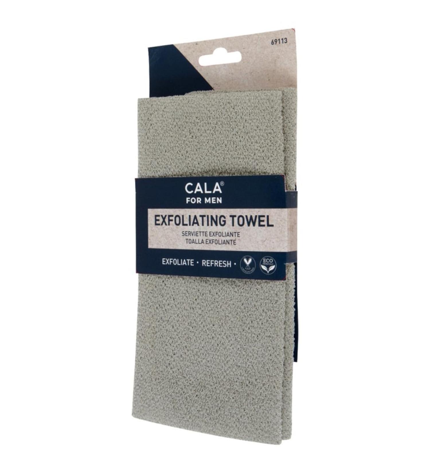 CALA FOR MEN: EXFOLIATING TOWEL (TAUPE / BLK MIX)