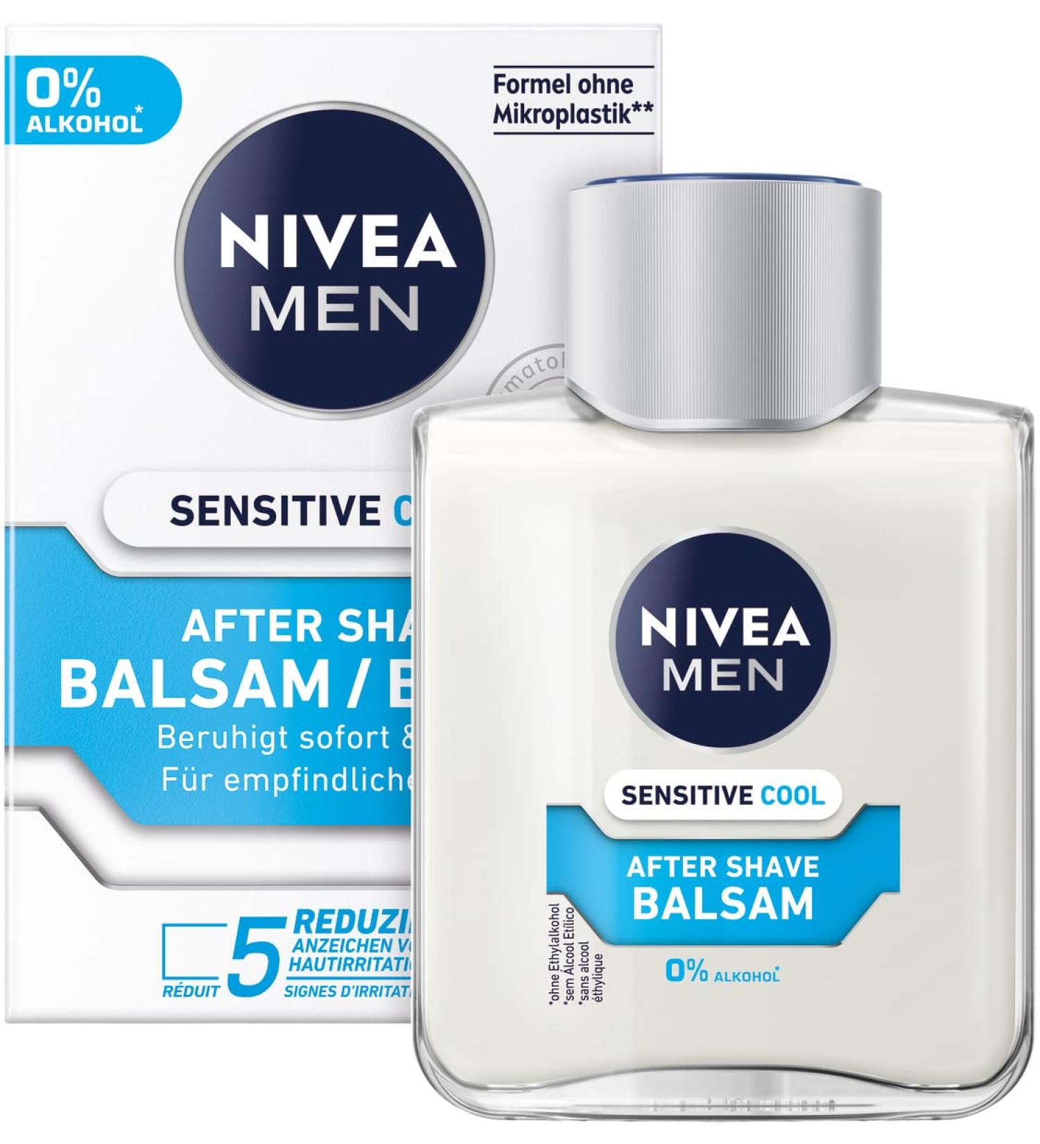 Nivea Men Sensitive Cool After Shave Balm 3-Pack (3 x 100ml) - Soothing Skin Care with Chamomile & Algae Extracts for Sensitive Skin - Buy Online on SooperMarket.com