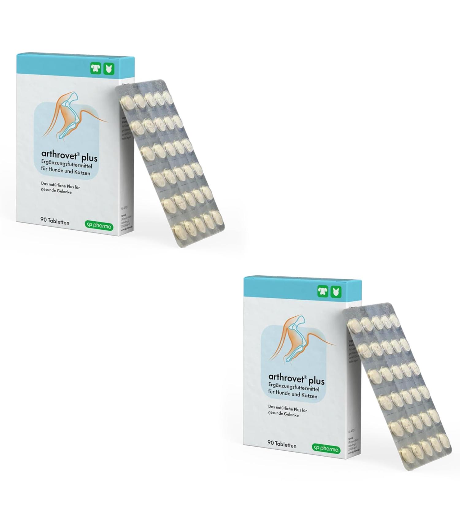 CP-Pharma Arthrovet Plus Double Pack | 2 x 90 Tablets | Joint & Bone Support Supplement for Dogs & Cats - International Shipping - Buy Online on SooperMarket.com