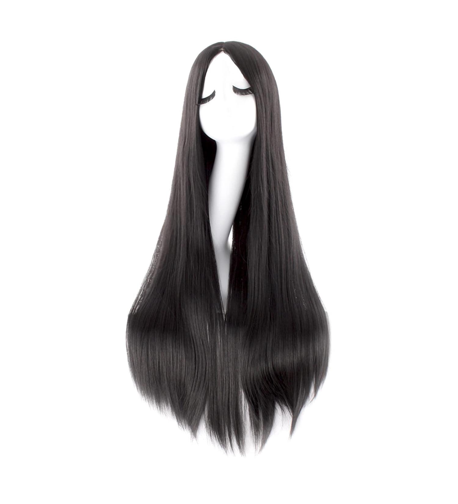 MapofBeauty 40-100cm Fashion Straight Long Black Anime Wig - Buy Online on SooperMarket.com