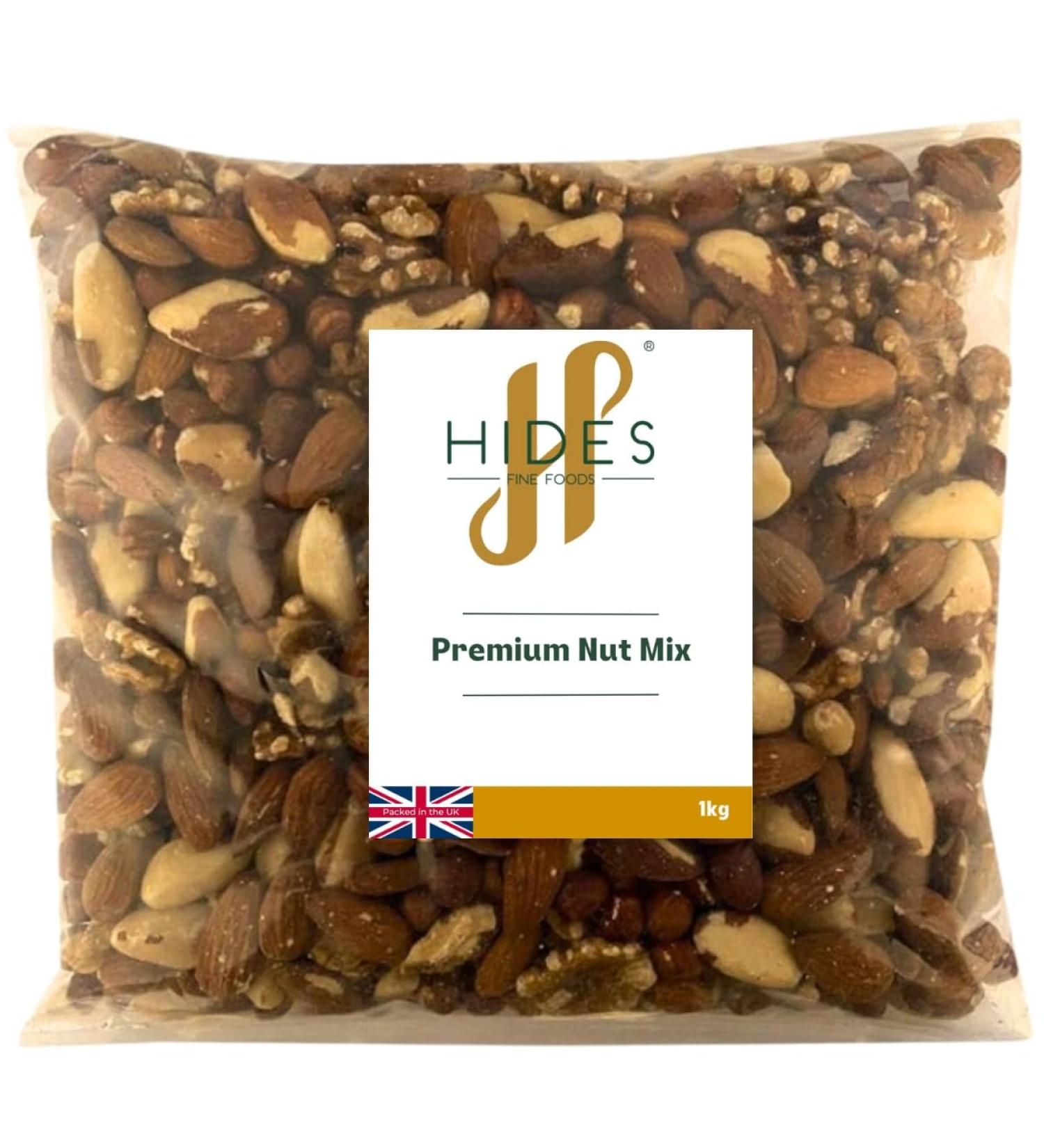 Hides Fine Foods - Premium Nut Mix 1kg - GMO Free - Suitable for Vegetarians - Great for Baking - Flapjacks - Granola - Trail Mix - Snacking - Cooking - Buy Online on SooperMarket.com