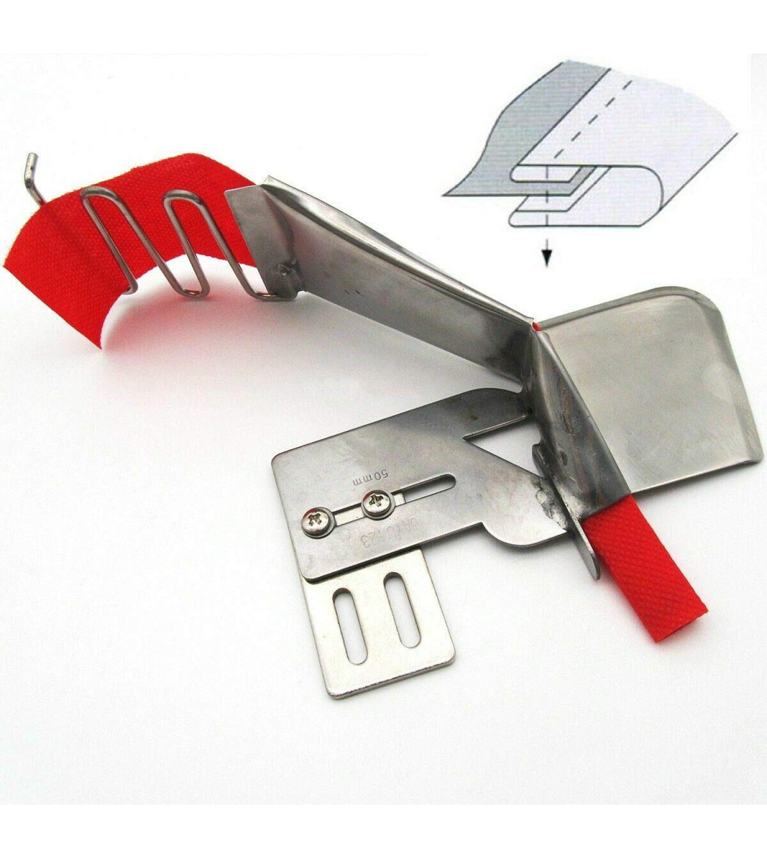 YICBOR Sewing Machine Double Fold Clean Finish Top & Bottom Binding Binder Attachment (1-1/2- 3/8) 1-1/2-- 3/8