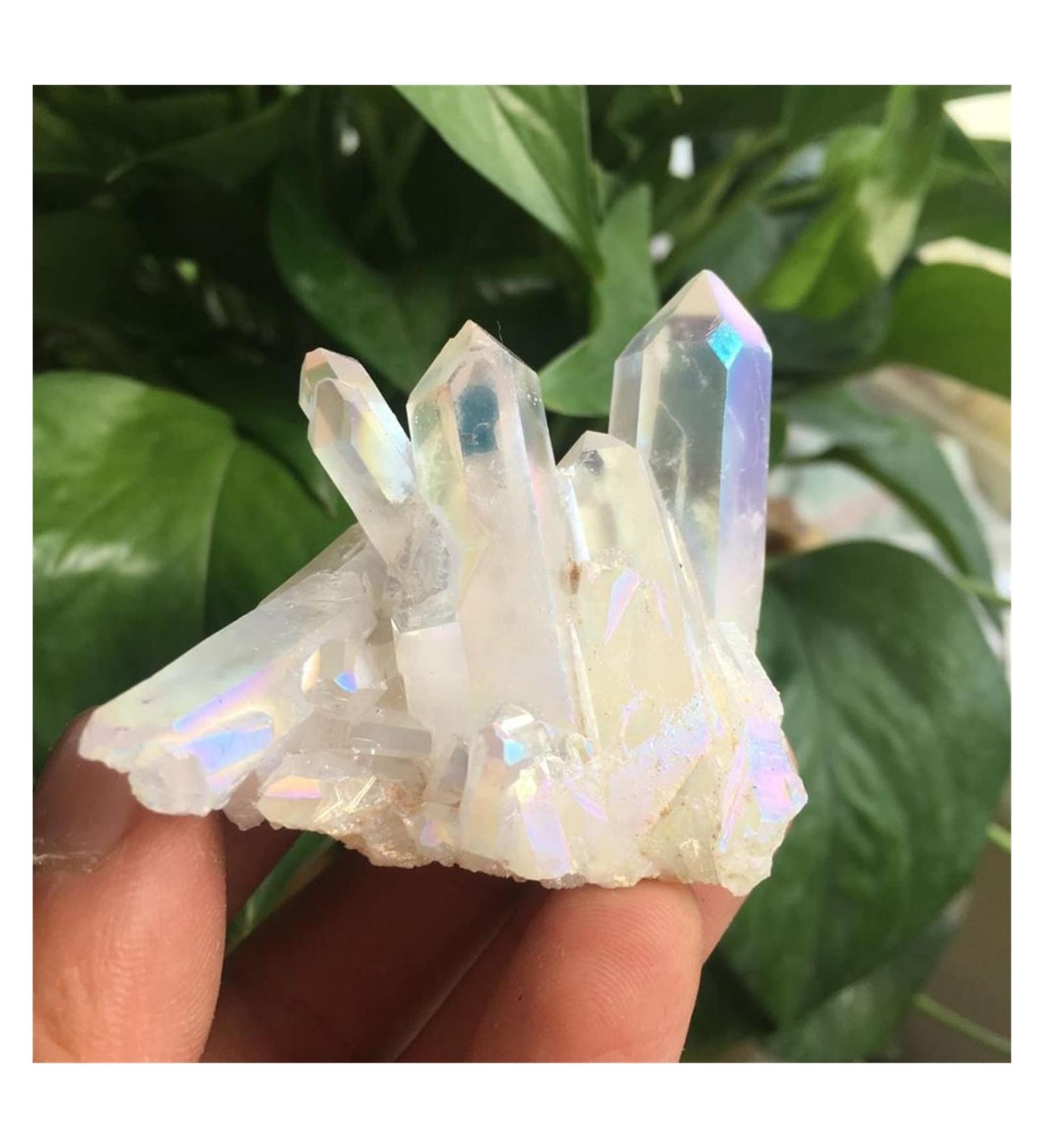 Natural Crystal Rough Beautiful White Flame Aura Quartz Crystal Cluster Specimen 90-100g - Buy Online on SooperMarket.com