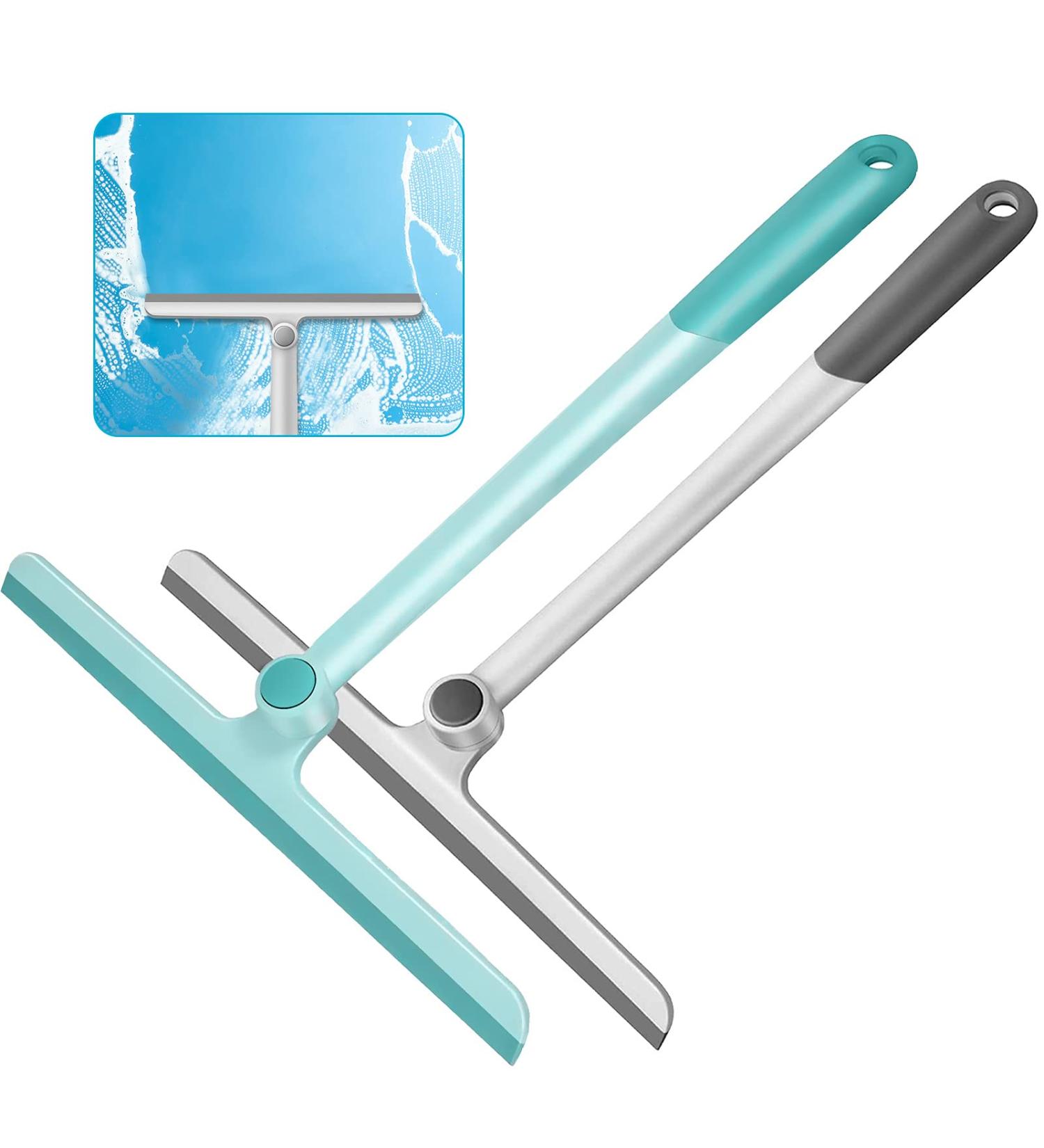 Silicone Handle Shower Squeegee 12 Inch - 2 Pack (Gray+Green) for Glass Doors, Bathroom, Mirrors, Windows, Cars, and Tile Walls - Buy Online on SooperMarket.com