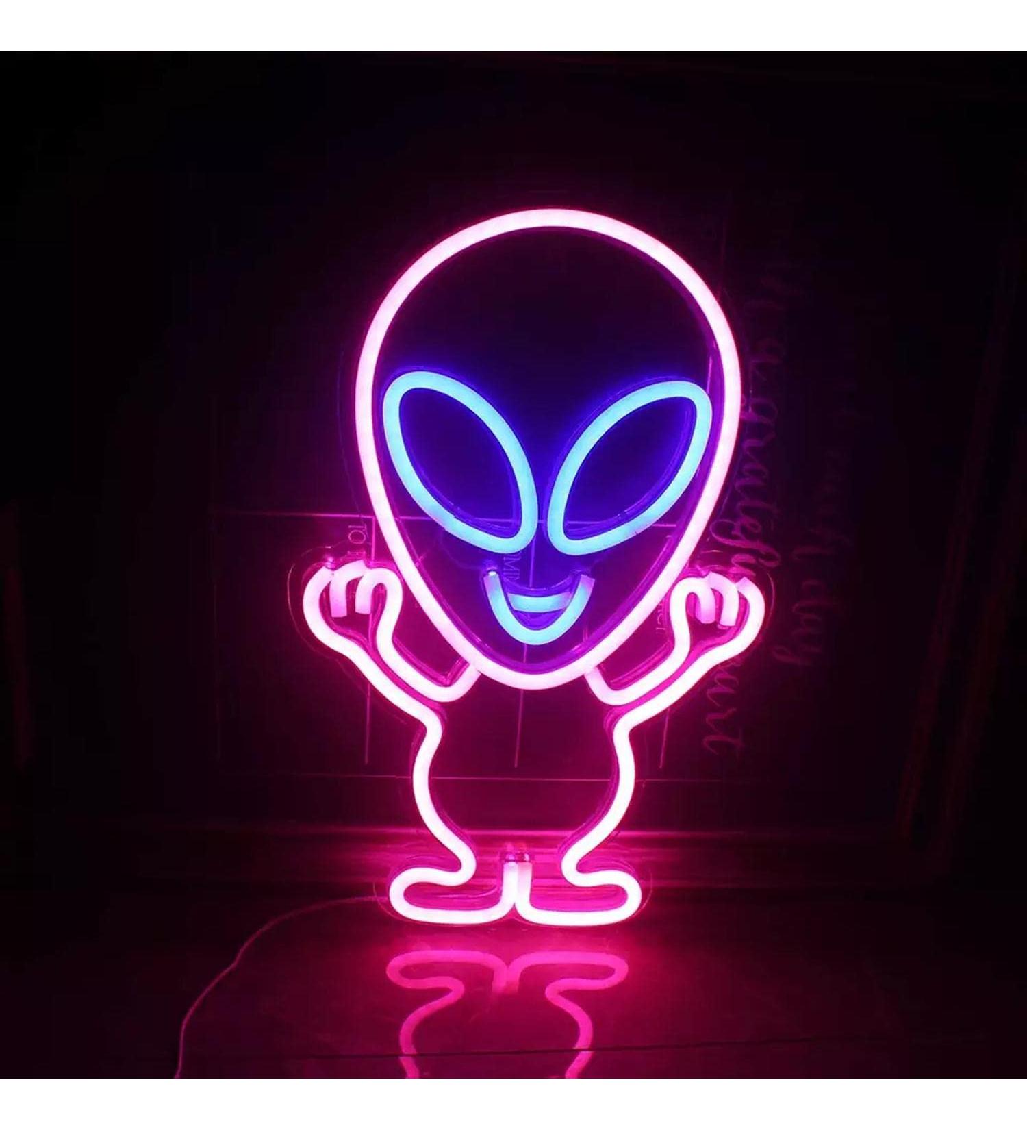 Alien Pink Neon Light | LED Astronaut Wall Art & Party Decoration | Gaming Setup & Christmas Night Light - Buy Online on SooperMarket.com