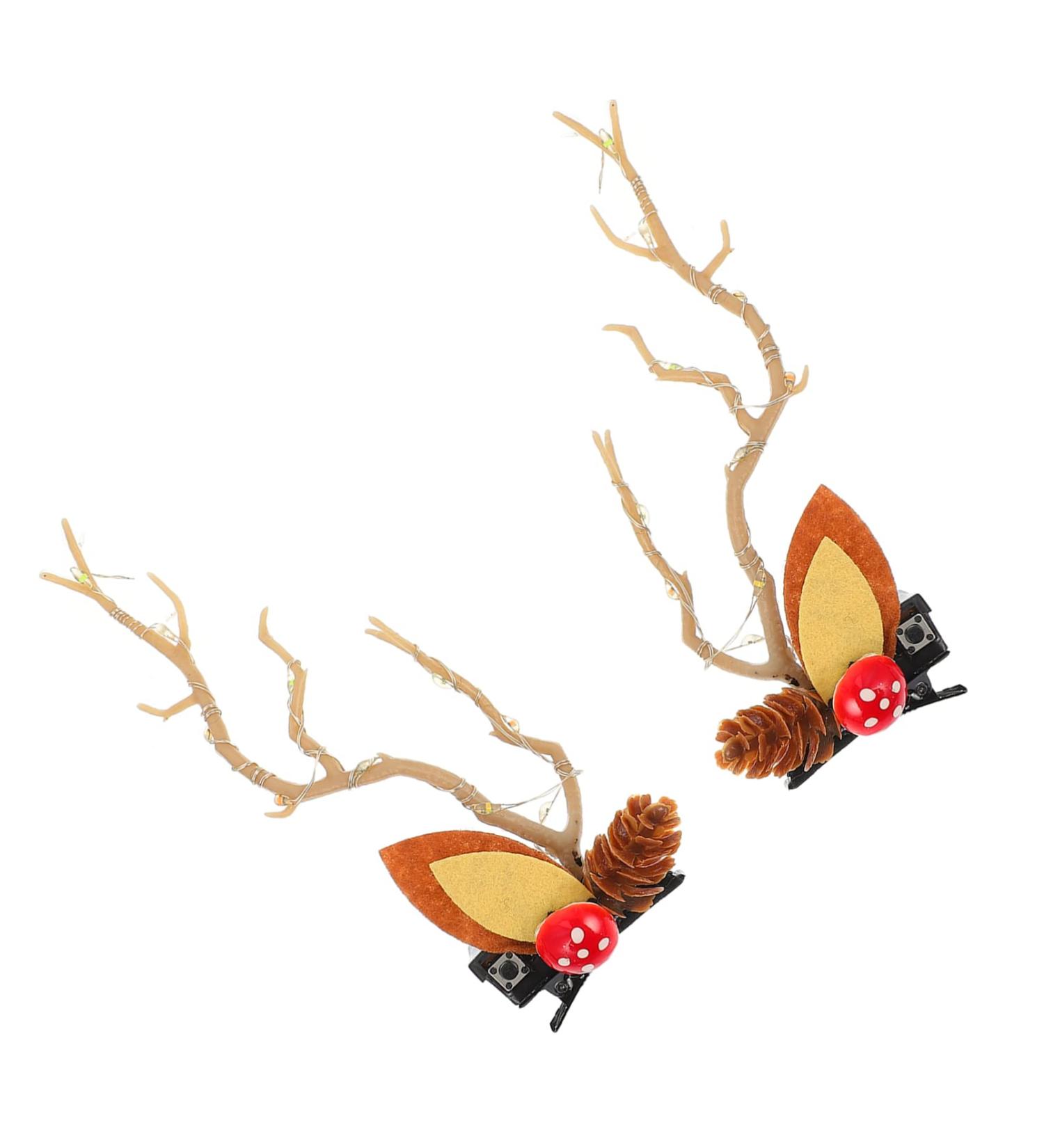 minkissy 2 Pairs Christmas Glow Barrette Christmas Hairpin Glowing Hairpin Girl Hair Accessories Girls Hair Ties Hair Ornaments for Women Xmas Hair Clips Antlers Deer Horns Hair Holder Ear - Buy Online on SooperMarket.com