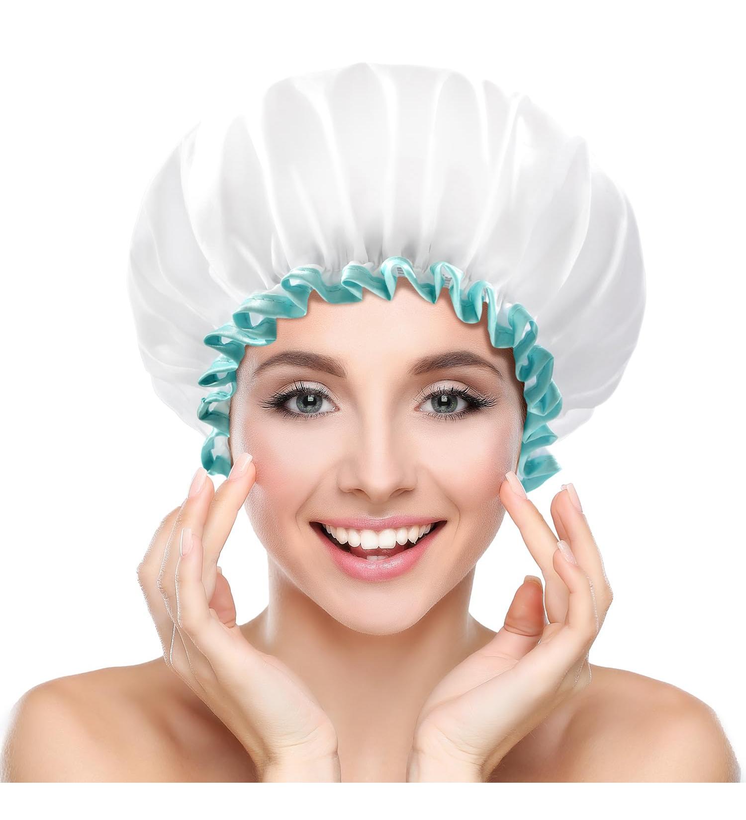 Mikimini Waterproof Shower Cap for Women & Girls - Reusable Washable Cute & Soft - Medium White (1 Pack) - Buy Online on SooperMarket.com