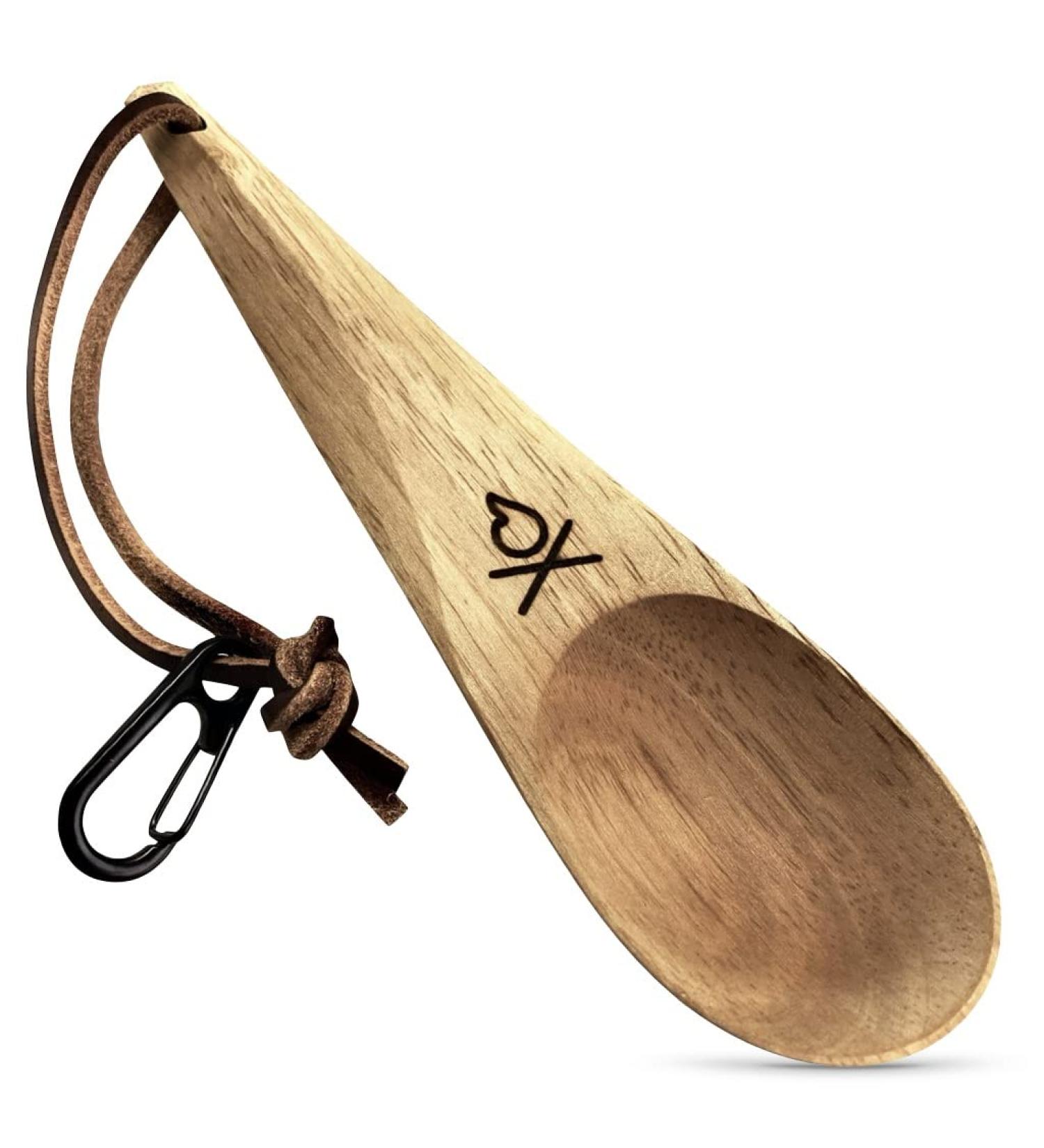 Berleben Dursten Kanu Spoon - Handcrafted Wooden Camping Utensil with Carabiner & Lanyard - Natural Hardwood Nordic Design - Lightweight & Durable - Buy Online on SooperMarket.com