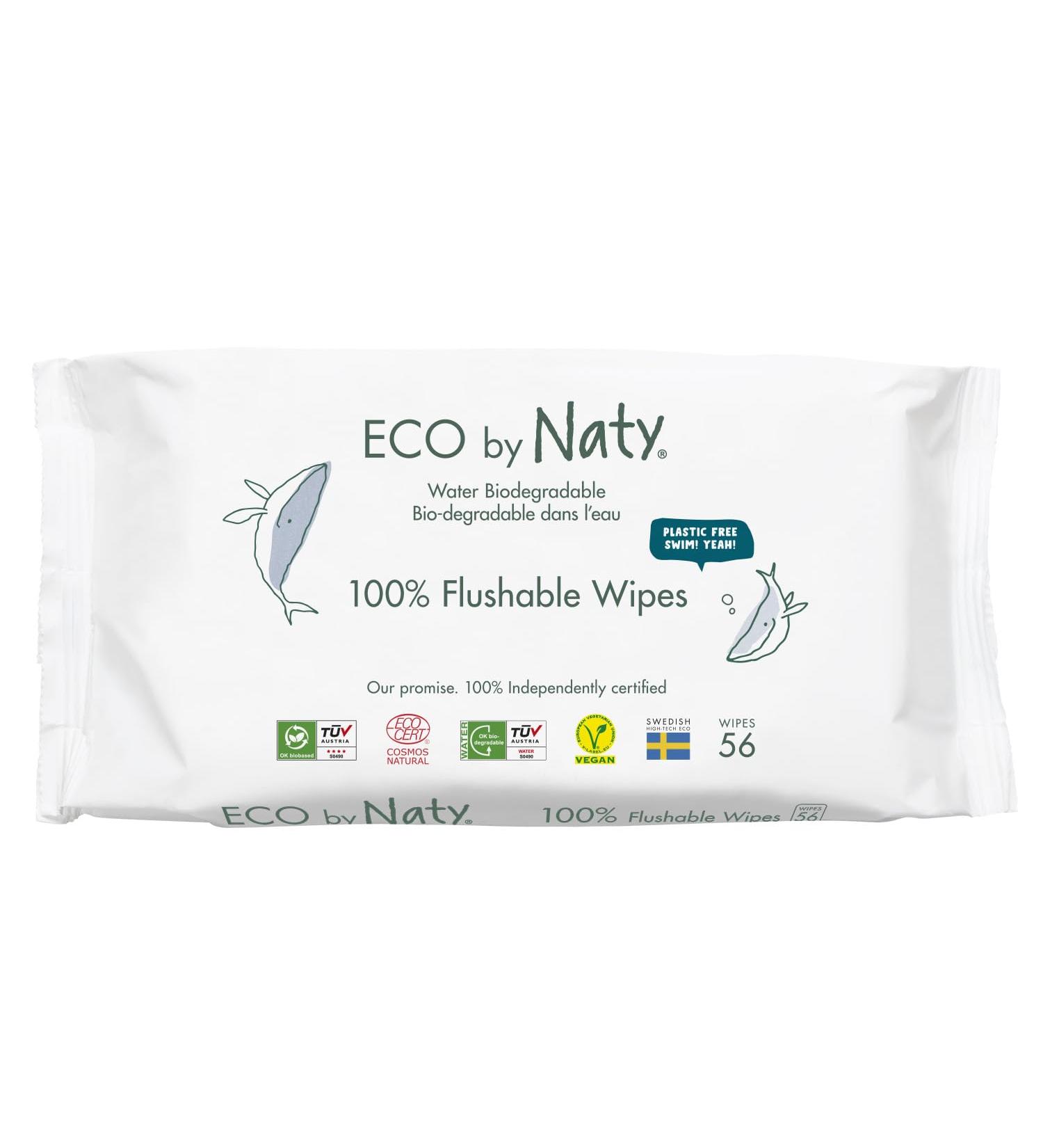 Eco by Naty Flushing Baby Wet Wipes - 100% Compostable Chemical-Free & Hypoallergenic | Safe for Sensitive Skin | 12 Pack (672 Wipes) - Buy Online on SooperMarket.com