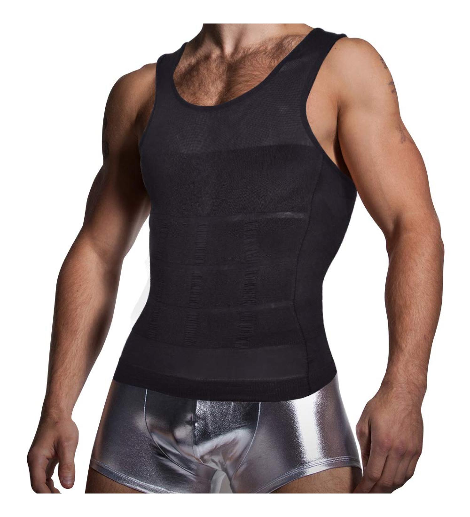 KOCLES Men's Compression Tank Top Body Shaper Vest - Abs Slimming Gym Shirt (Black, Medium) - Buy Online on SooperMarket.com