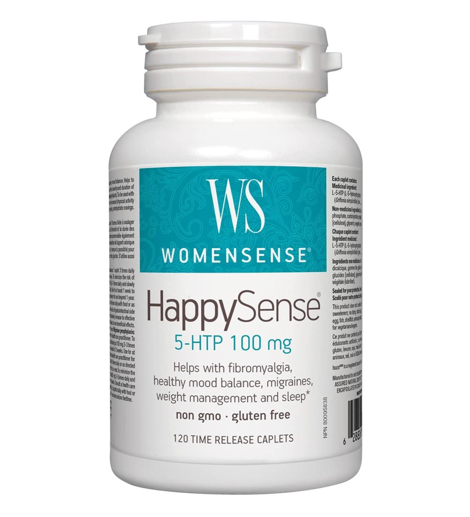 WomenSense HappySense 5-HTP 100mg 120 Time-Release Caplets Helps Promote Healthy Mood Balance - Buy Online on SooperMarket.com