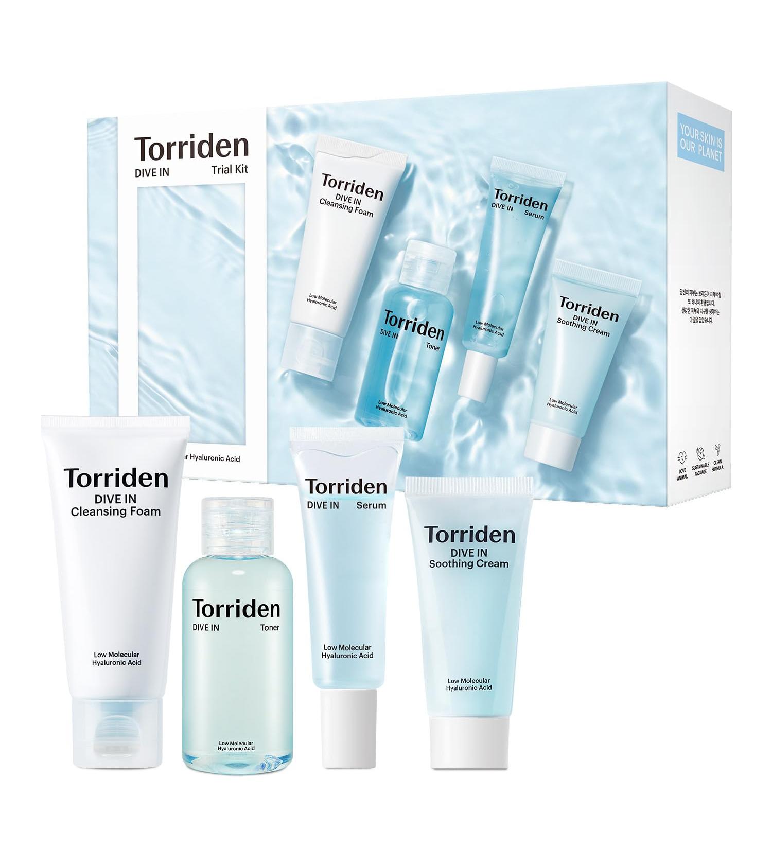 Torriden DIVE-IN Trial Kit | Hyaluronic Acid Skincare Set | Vegan & Hypoallergenic Korean 4-Step Regimen - Buy Online on SooperMarket.com