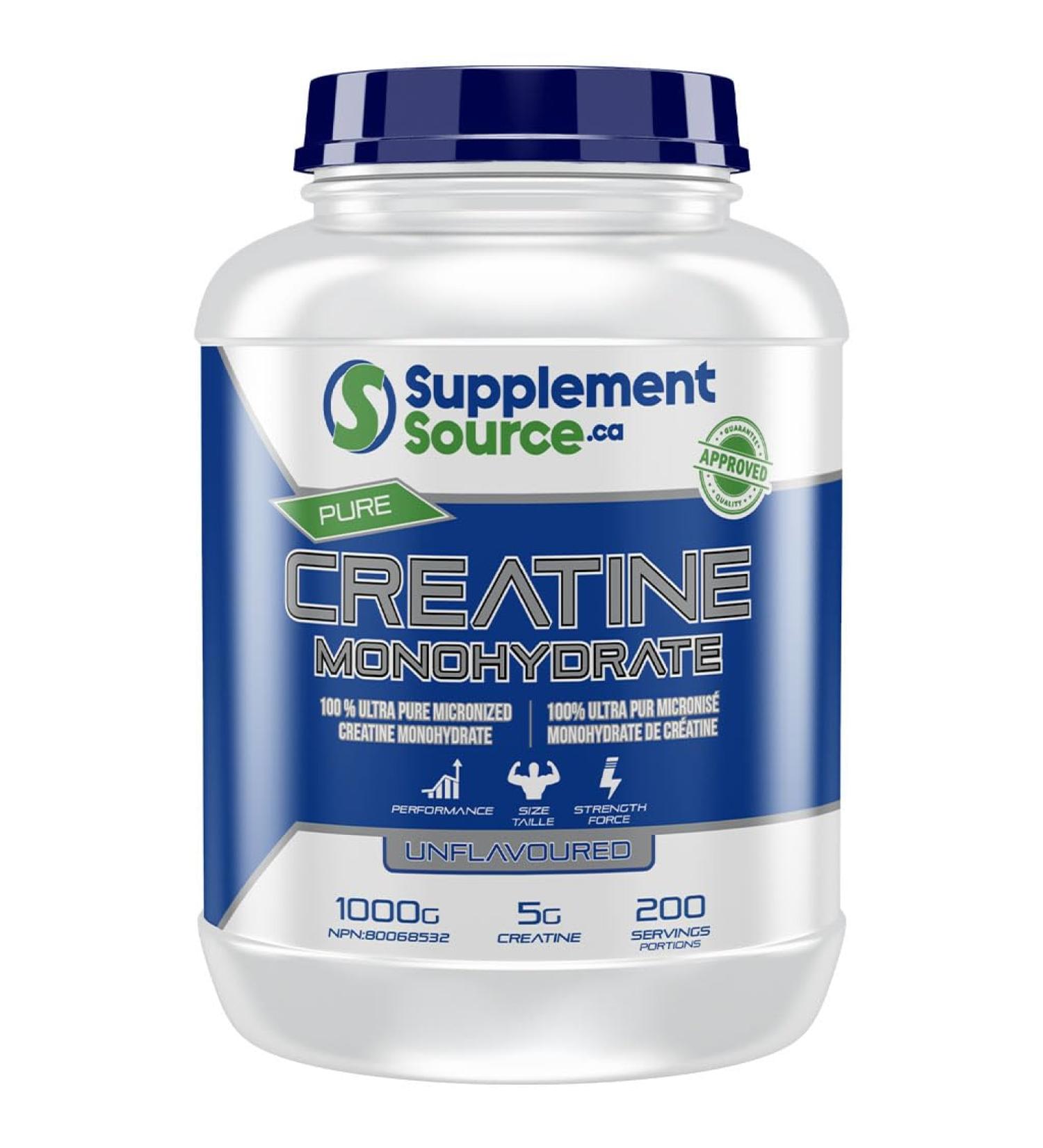 SupplementSource.ca Supplement Source CREATINE POWDER - 100% Pure Creatine Monohydrate - Pharmaceutical Grade Creatine - 1000 gram 1 kg (Pack of 1) - Buy Online on SooperMarket.com