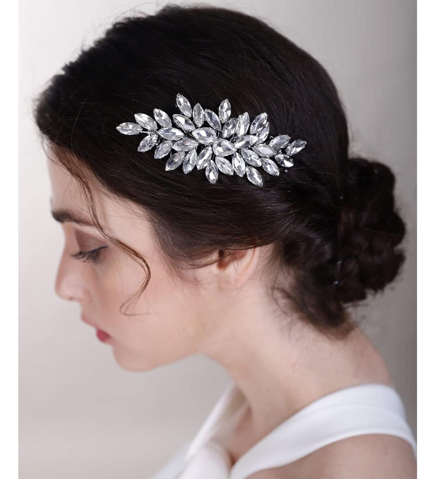 Chargances Crystal Bridal Hair Comb - Gold Wedding Rhinestone Hair Side Clip for Bride, Handmade Hair Accessory for Wedding & Prom - Buy Online on SooperMarket.com