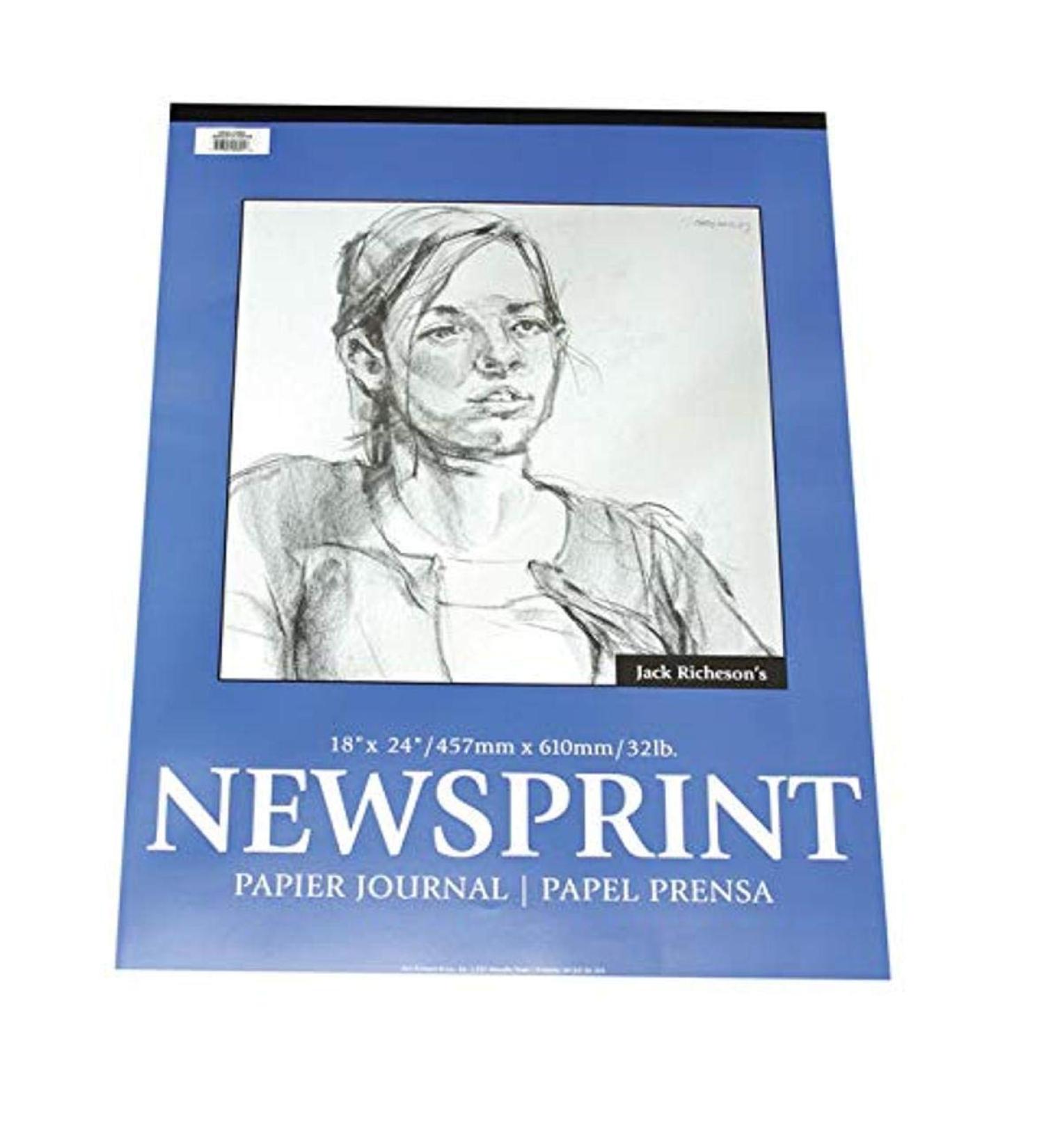 Jack Richeson 100216 Rough Newsprint Pad, 32 lb, 9" x 12" Size, 50 Sheets, 0.4" Height, 9" Width, 12" Length