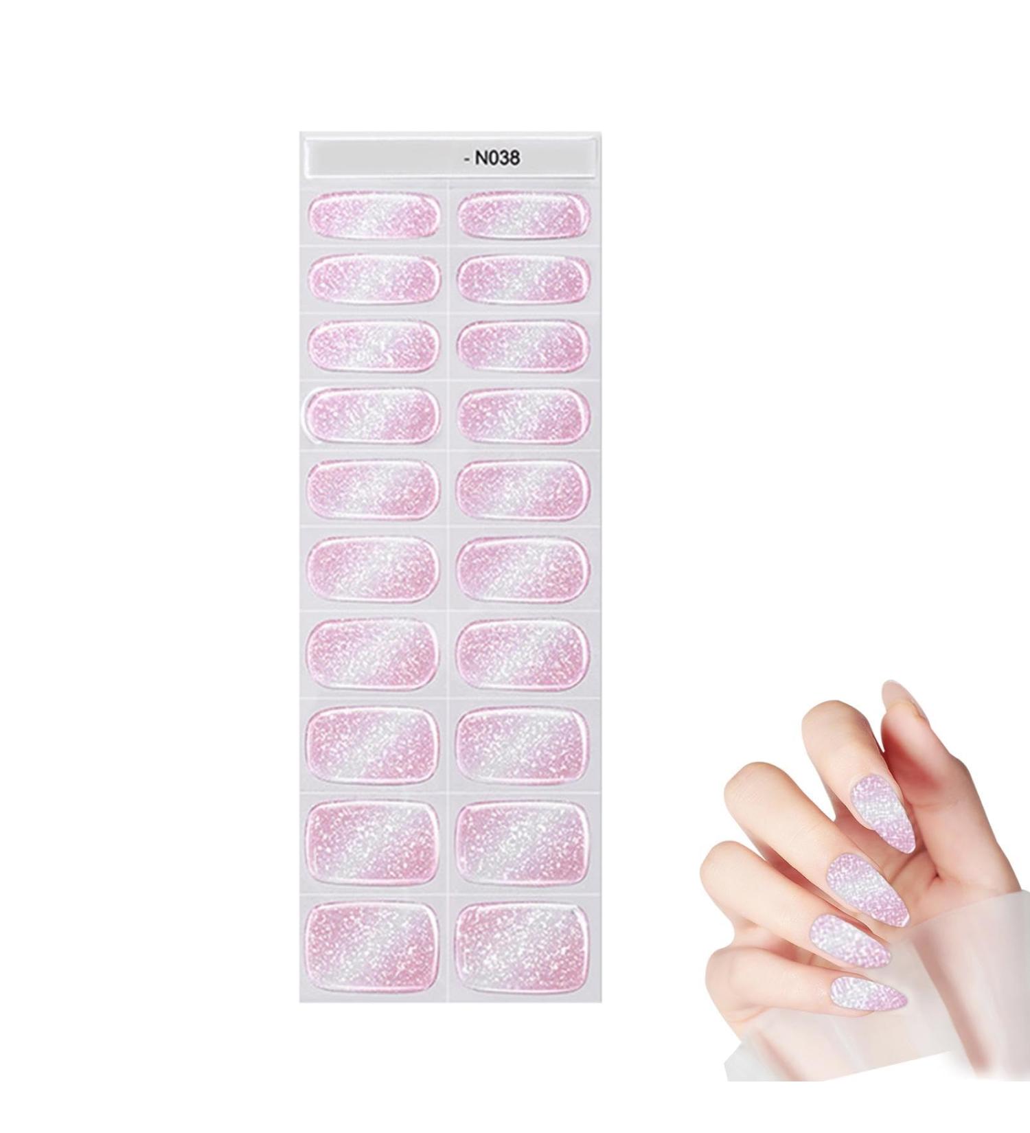 tongfeng Gel Nail Strips Glitter Nail Stickers for Gel Polish Semi Cured Gel Nail Polish Wraps with Nail Light Gel Polish Strips with Nail Lamp Suitable for Manicure Lover N038 - Buy Online on SooperMarket.com