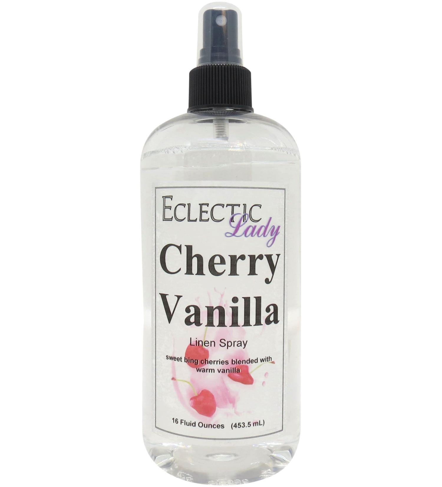 Cherry Vanilla Linen Spray 16 ounces - Eclectic Lady Sheet and Linen Spray - No Artificial Colors Parabens or Preservatives - Long-Lasting Scent for Bed Fabric & Pillow 16 Fluid Ounces - Buy Online on SooperMarket.com