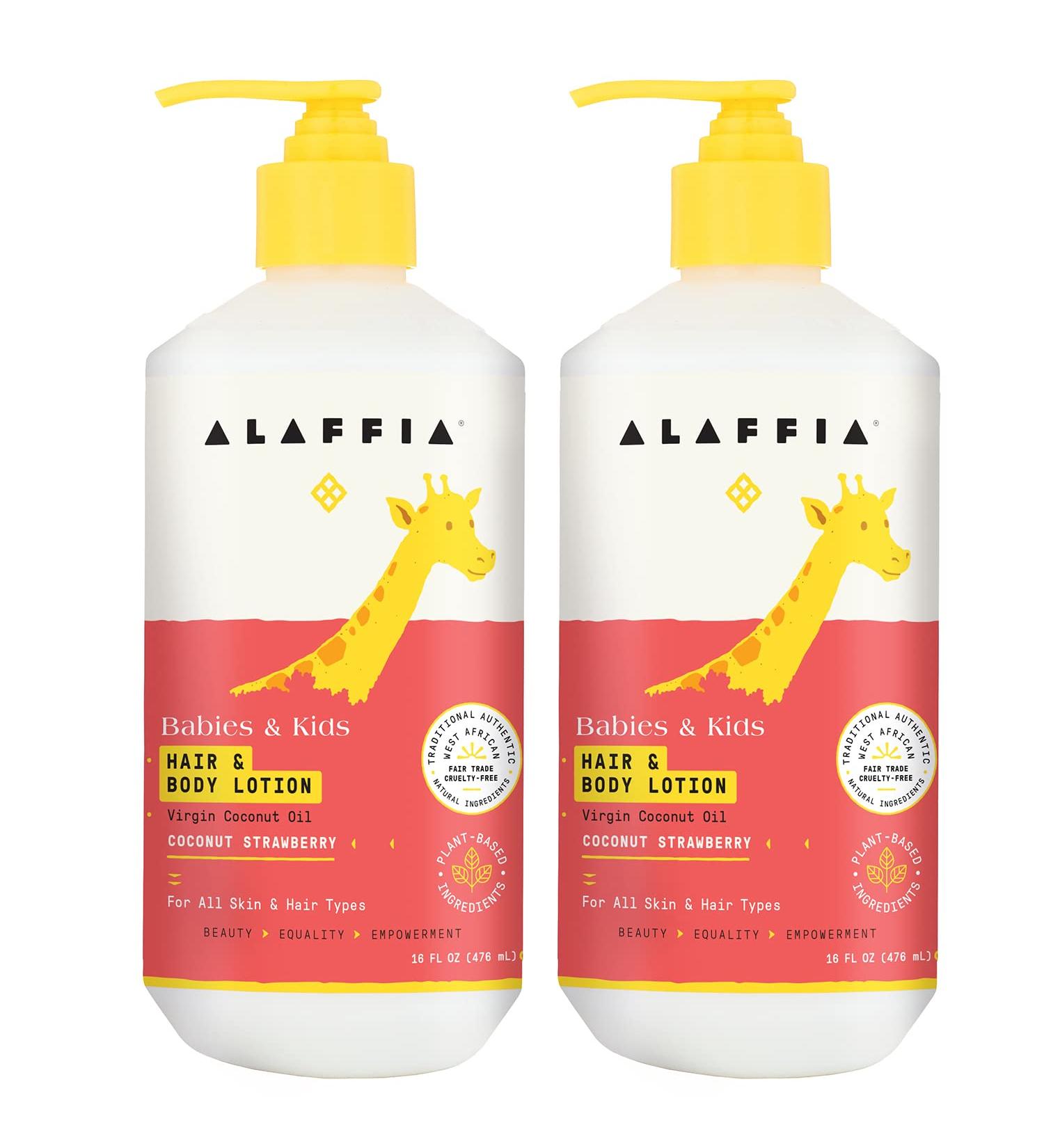 Alaffia Babies & Kids Coconut Strawberry Hair & Body Lotion 16 fl oz - Pack of 2 | Moisturizing 2-in-1 Skin & Hair Care Solution - Buy Online on SooperMarket.com