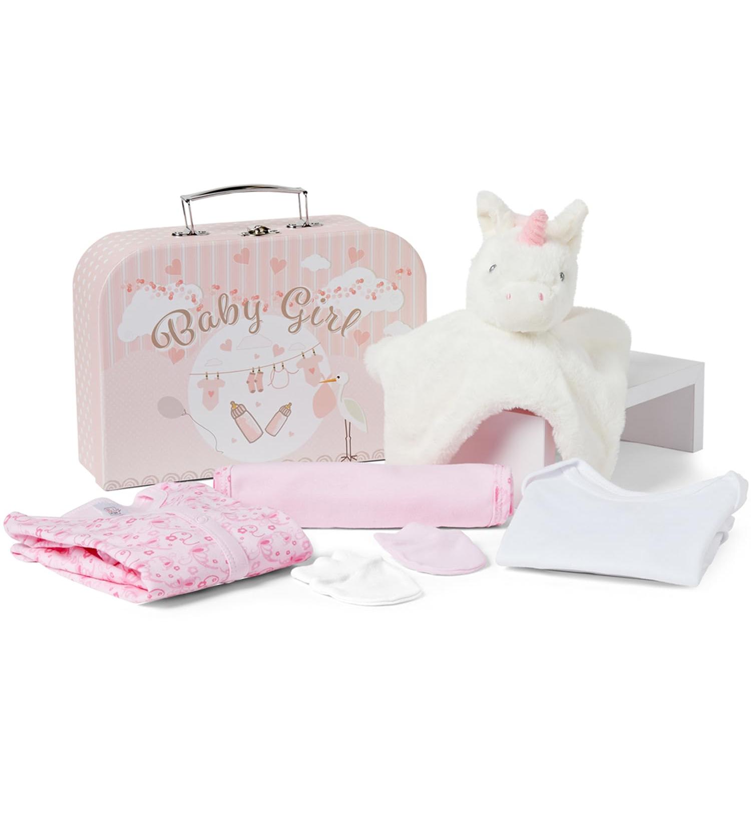 Baby Box Shop Newborn Baby Girl Gift Set - 7 New Baby Gifts with New Born Baby Essentials Unique Baby Girl Gifts Newborn - Pink Baby Hamper for New Baby Girl Gift - Newborn Girl Gifts Set - Pink M Pink - Buy Online on SooperMarket.com