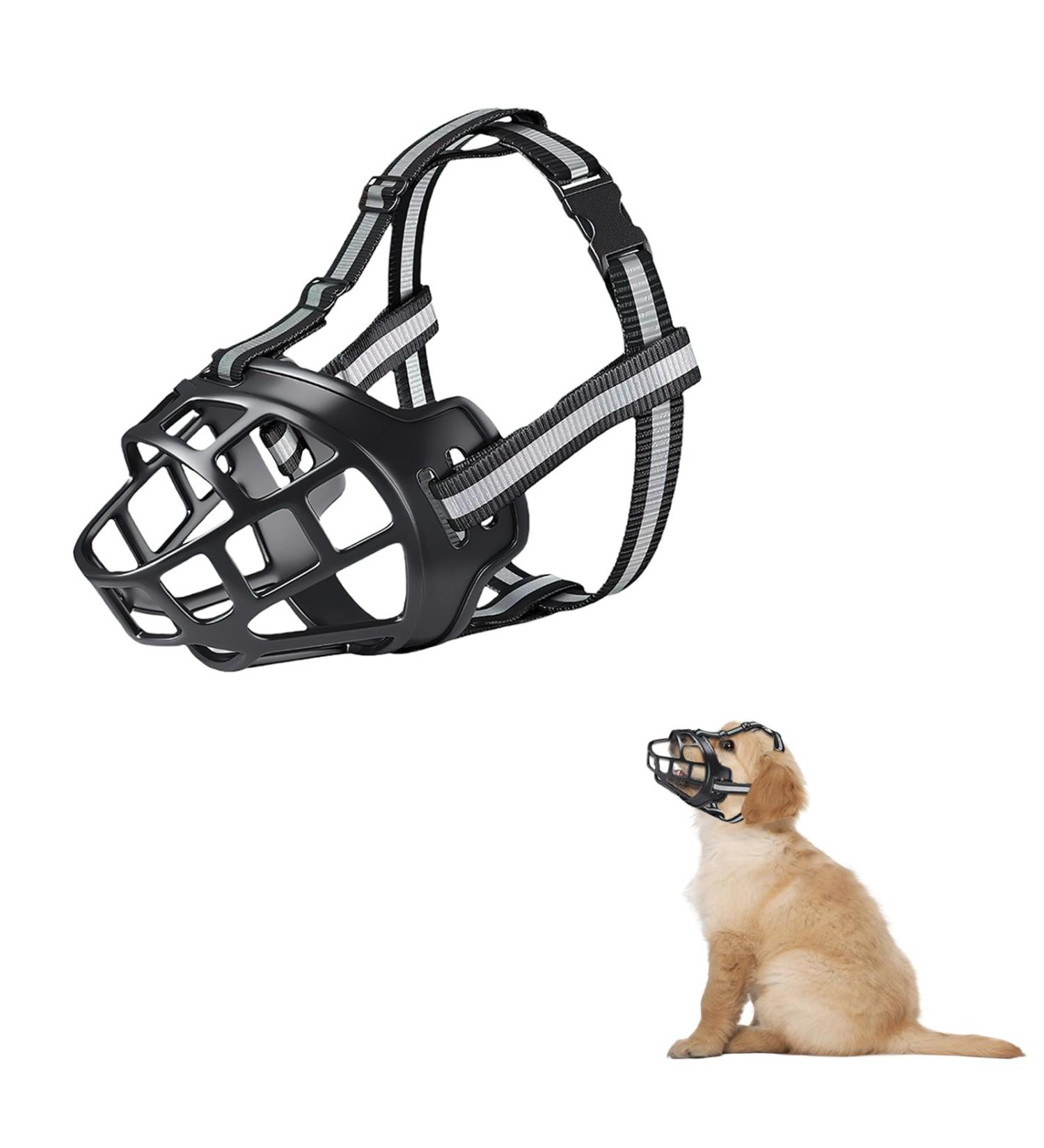 Vossot Silicone Basket Muzzle for Small & Medium Dogs - Adjustable Black Eat & Drink Friendly - Buy Online on SooperMarket.com