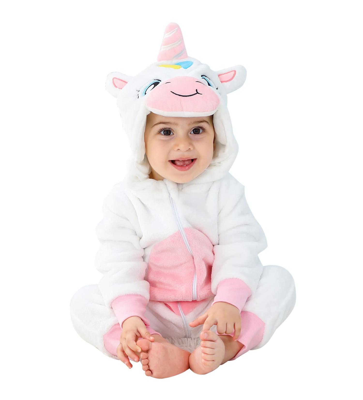 COOKY.D Baby Hooded Rompers - Winter Flannel Jumpsuit Pajamas | 12-18 Months White - Buy Online on SooperMarket.com