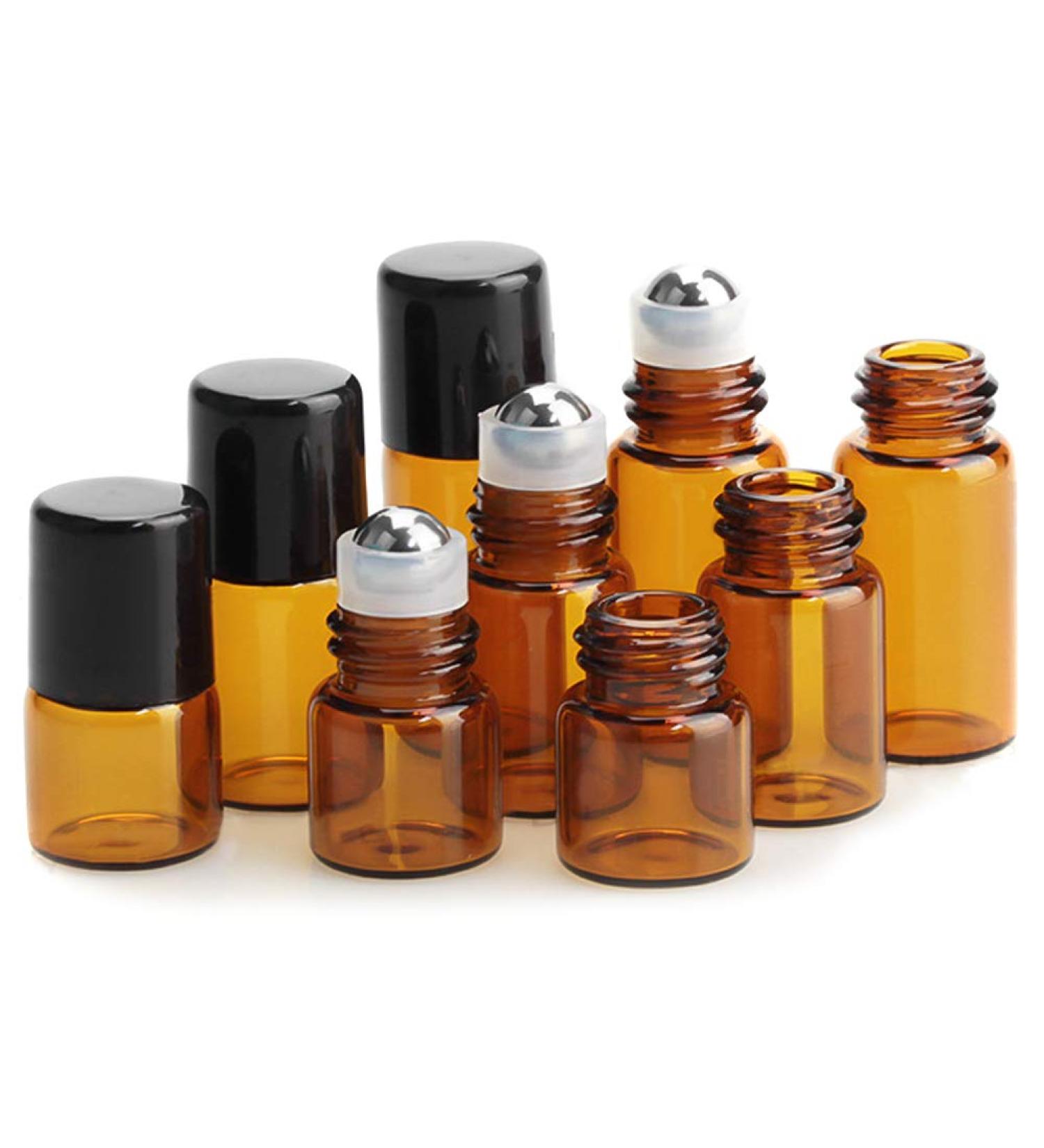 Jawseu 25 Pack 3ml Brown Glass Roll-On Bottles | Refillable Essential Oil & Cosmetic Containers | Perfect for Travel - Buy Online on SooperMarket.com