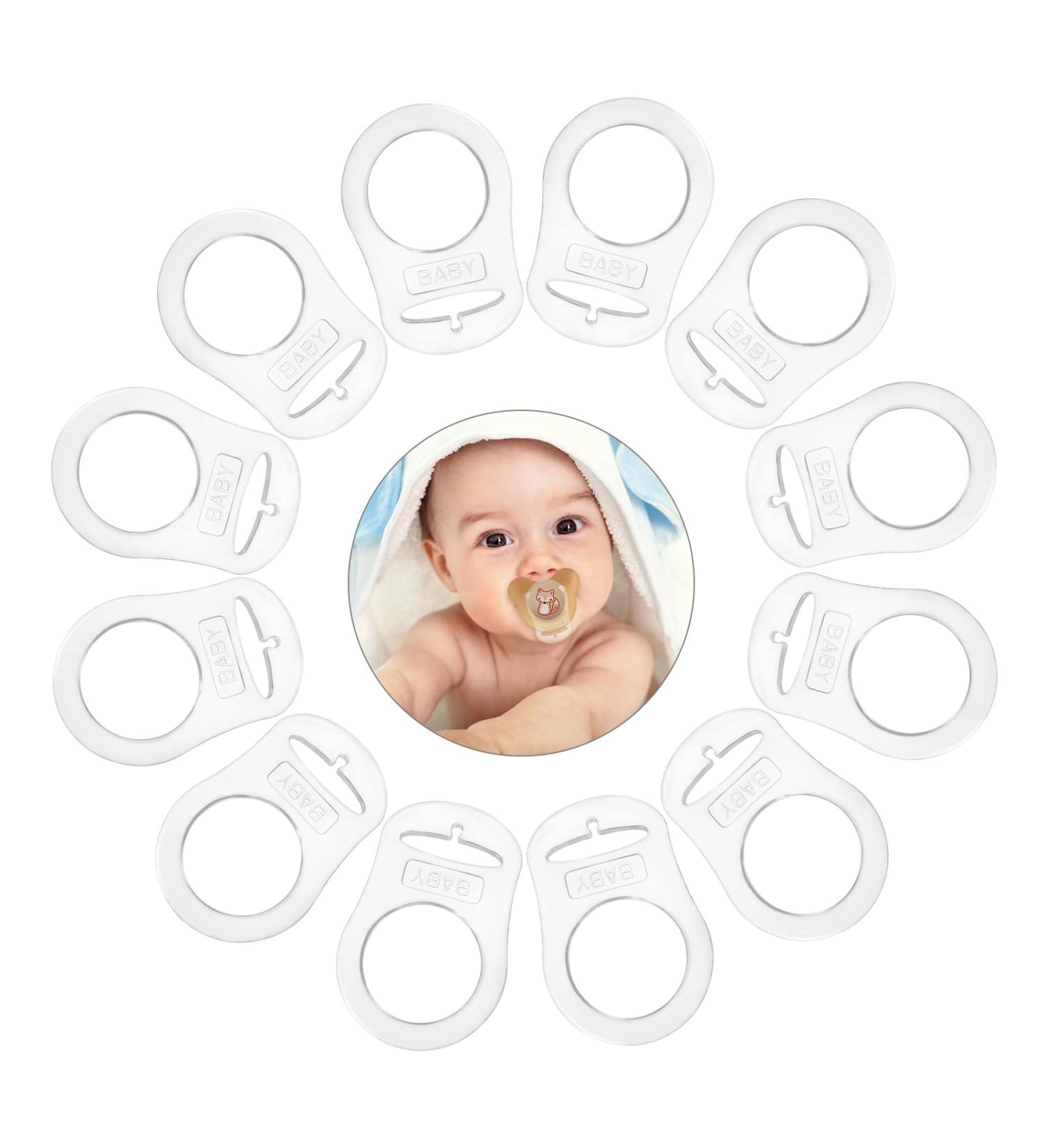 Vicloon Silicone Baby Dummy Pacifier Holder Clip Adapter - 12Pcs Transparent White - Buy Online on SooperMarket.com