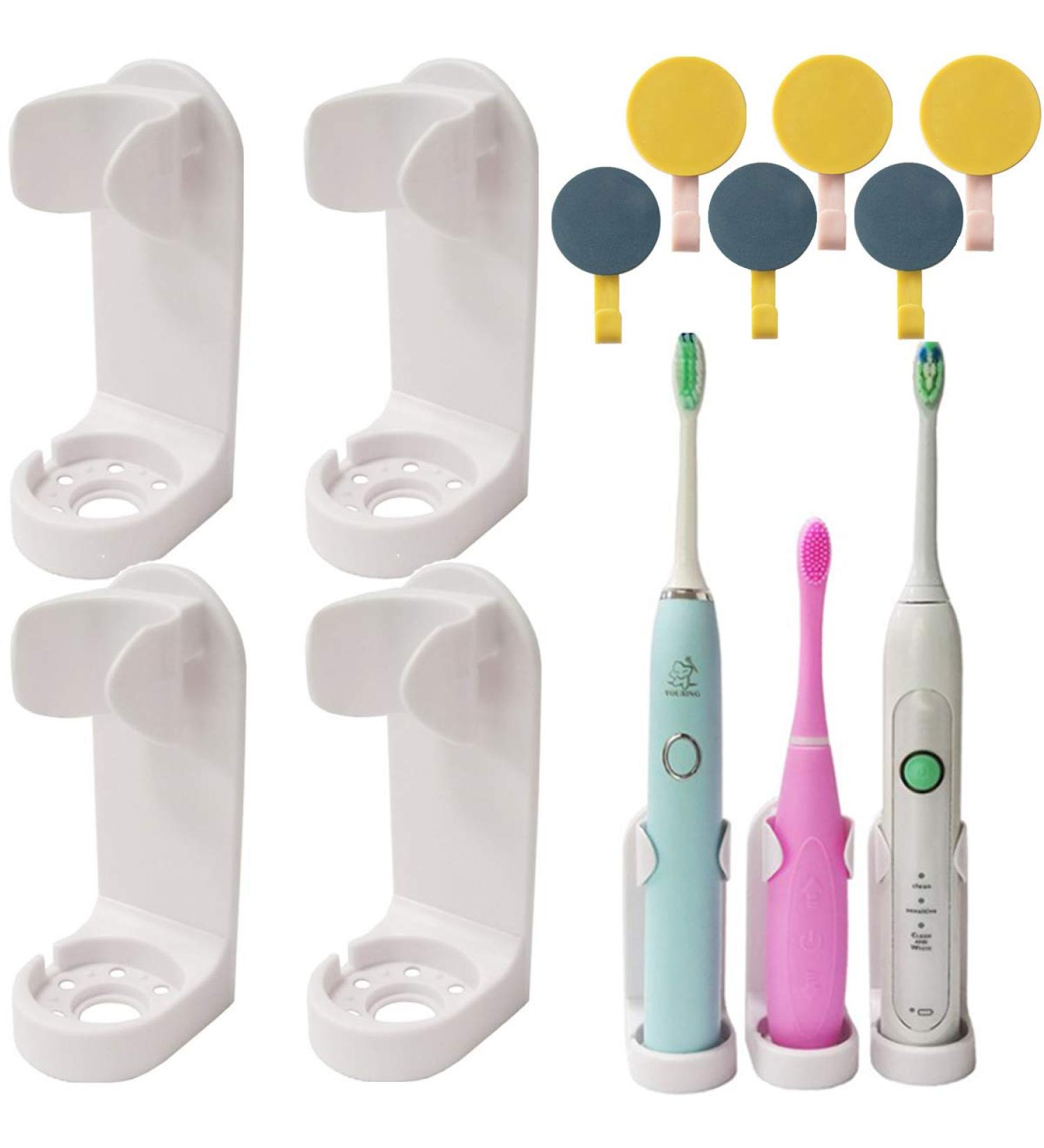 Buy Tangger 4 STK Electric Toothbrush Holder - Self-Adhesive Moisture-Proof Bathroom Hook Set for International Shipping - Buy Online on SooperMarket.com