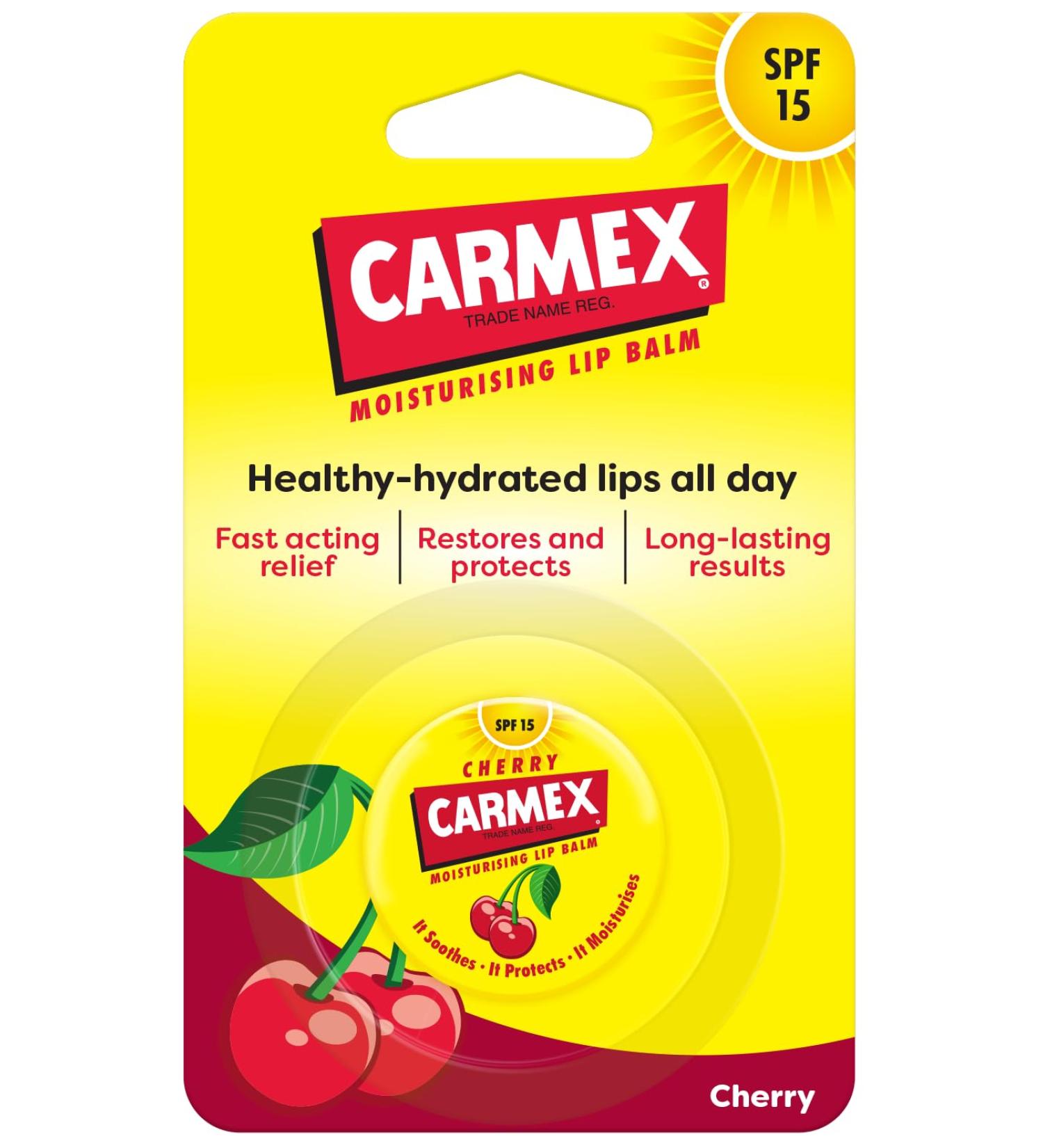 Carmex Cherry Lip Balm SPF15 Pot 7.5g - Hydrating Lip Care with Cherry Flavor (Pack of 1) - Buy Online on SooperMarket.com