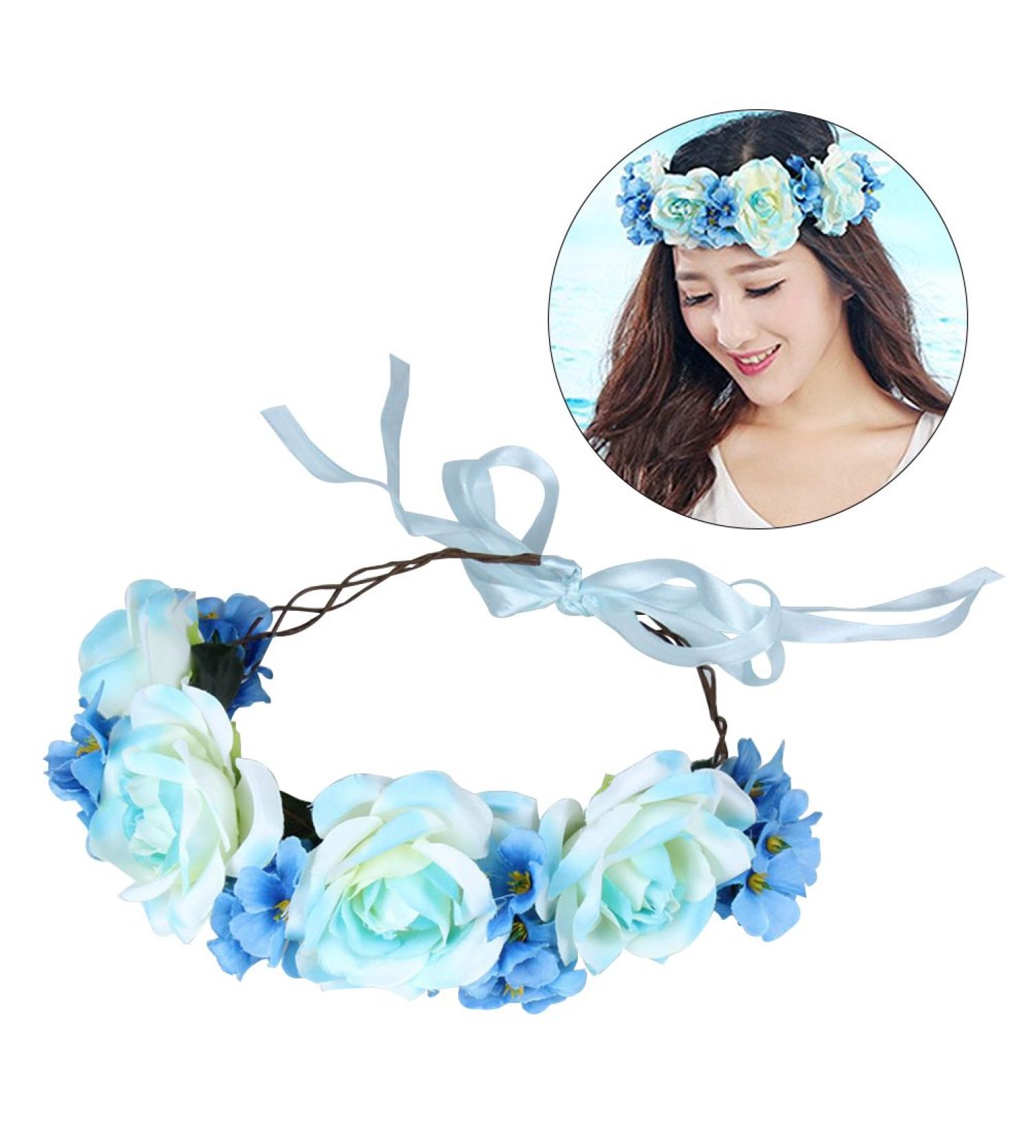 Artificial Hair Bands - Blue Simulation Rose Headband for Party & Wedding Accessories (1 Piece) - Buy Online on SooperMarket.com