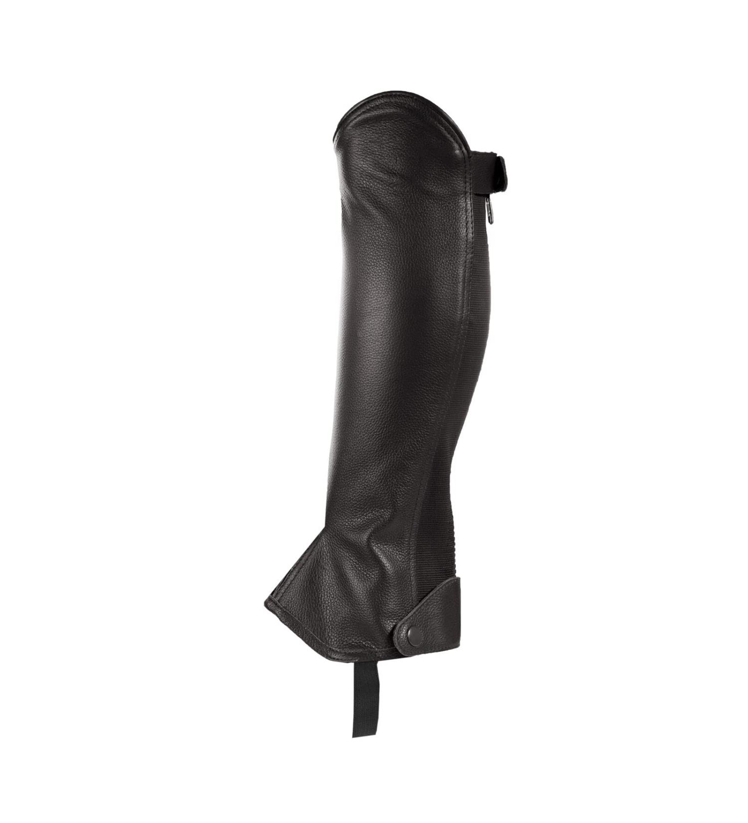 Horze Kids Leather Half Chaps - Elastic Black Small | Lightweight Equestrian Gear - Buy Online on SooperMarket.com