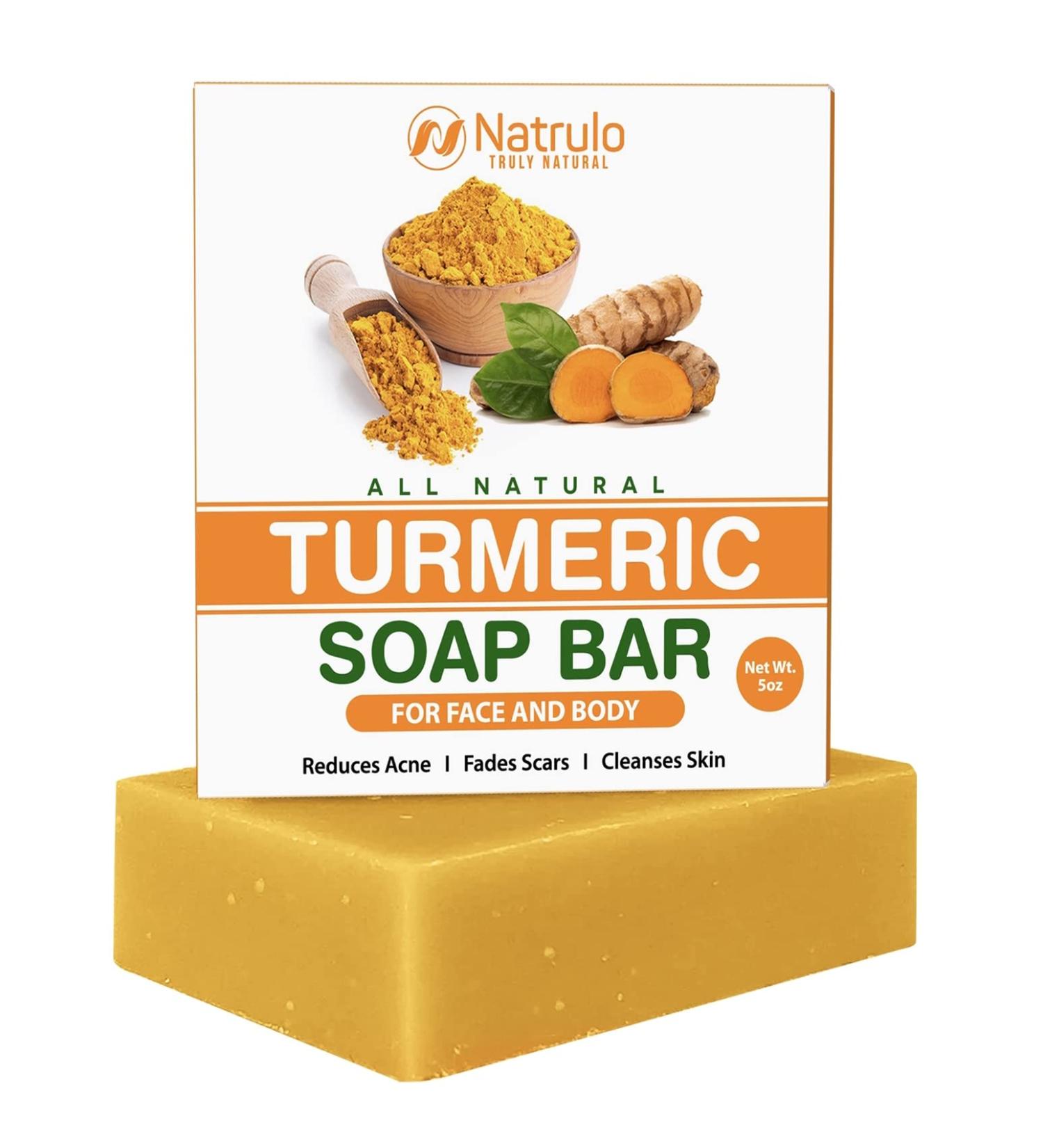 Natural Turmeric Soap Bar for Face & Body | Skin Brightening & Acne Reducing | Dark Spot & Scar Fading Soap | 5oz Bar for All Skin Types - Buy Online on SooperMarket.com