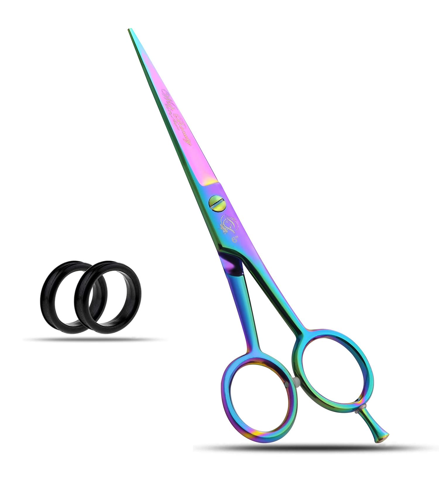 Glamified Glam Rainbow 6" Hairdressing Scissor for Professional Hairdressers Barbers Stainless Steel Hair Cutting Shears - for Salon Barbers Men Women Children and Adults - Buy Online on SooperMarket.com