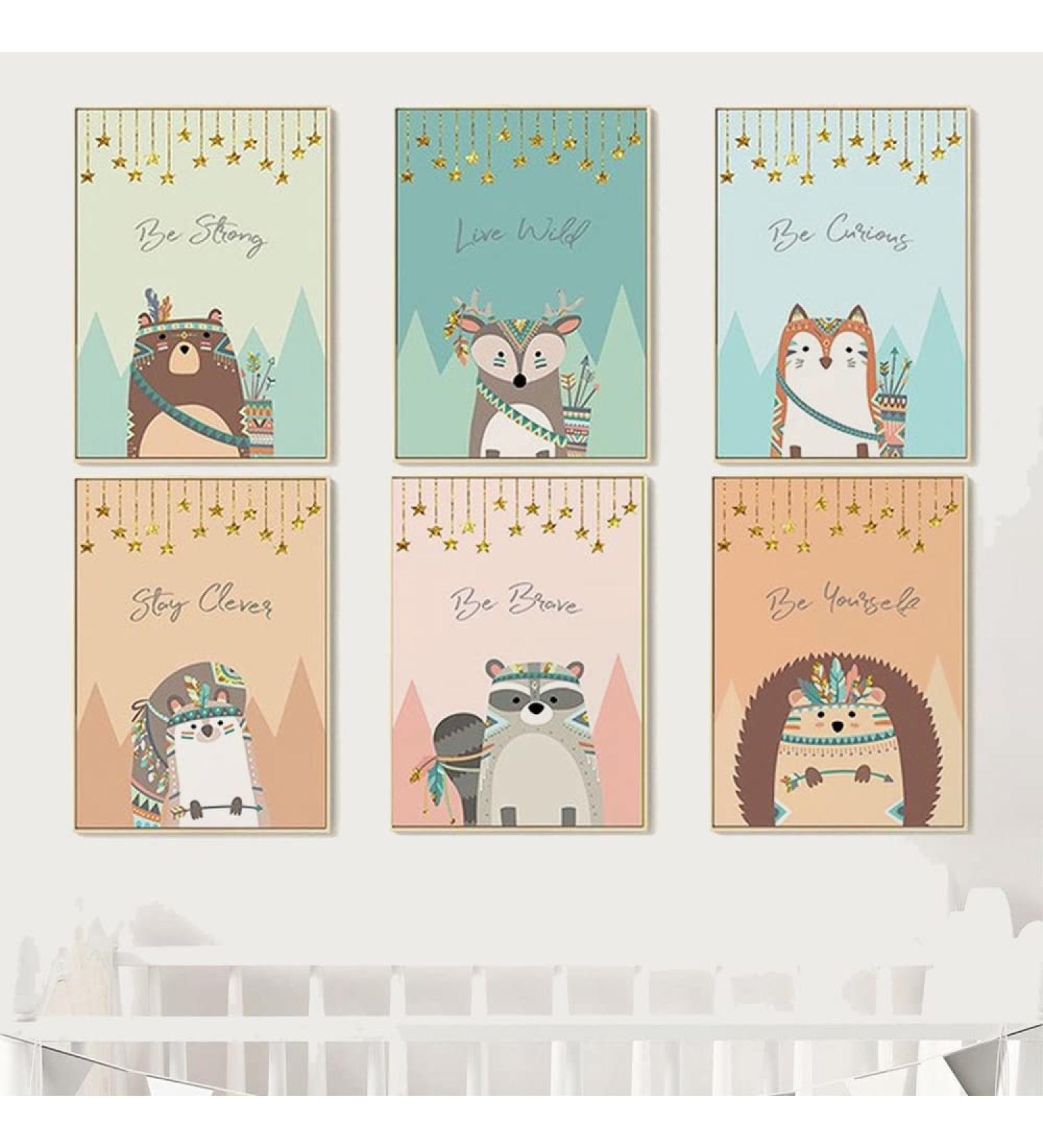 Lulupila Kids' Decorative Poster Set - Animal Motifs for Children's Room - Set of 6 - Buy Online on SooperMarket.com