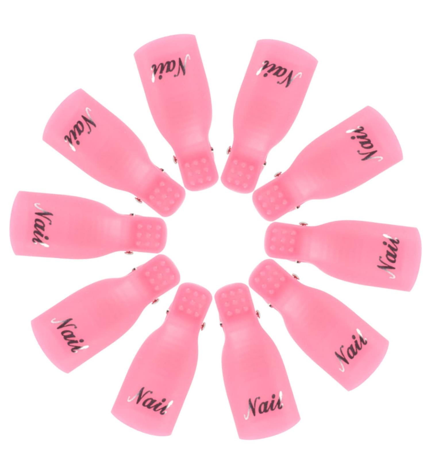 Hanyousheng Acrylic Gel Polish Clips - 10 PCS Nail Art Remover Soak Off UV Manicure Wrap Tool in Rose Red - Buy Online on SooperMarket.com