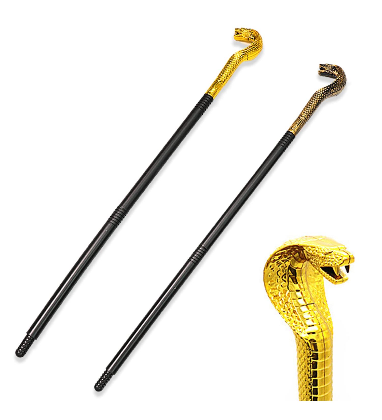 2 Pack Cobra Cane Costume Walking Cane Gold Snake Walking Stick Egyptian Cobra Staff Scepter - Buy Online on SooperMarket.com