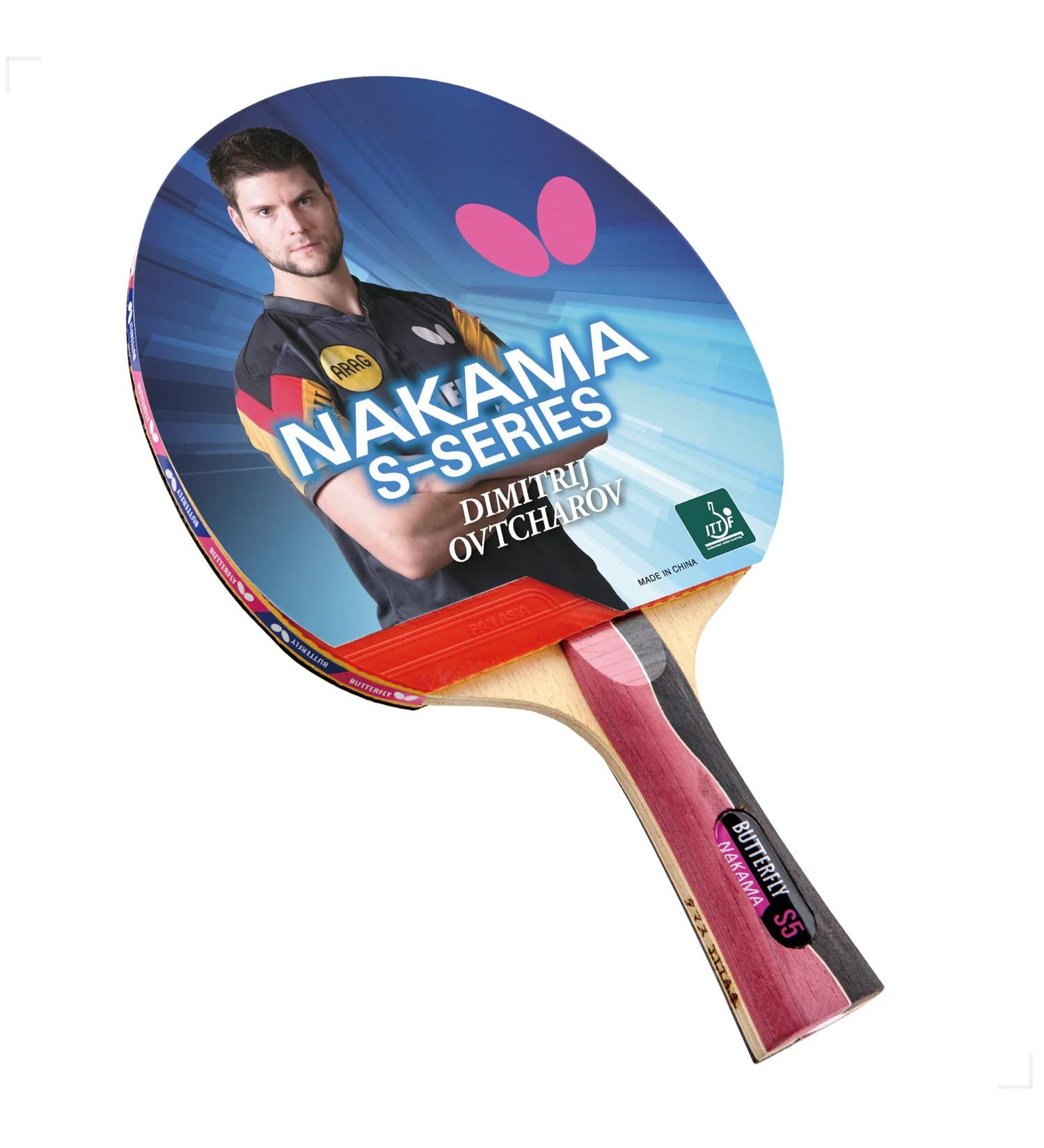 Butterfly Nakama S-5 Table Tennis Racket | ITTF Approved Carbon Paddle with Thick Sponge & Rubber Layer | Includes 2 Ping Pong Balls - Buy Online on SooperMarket.com