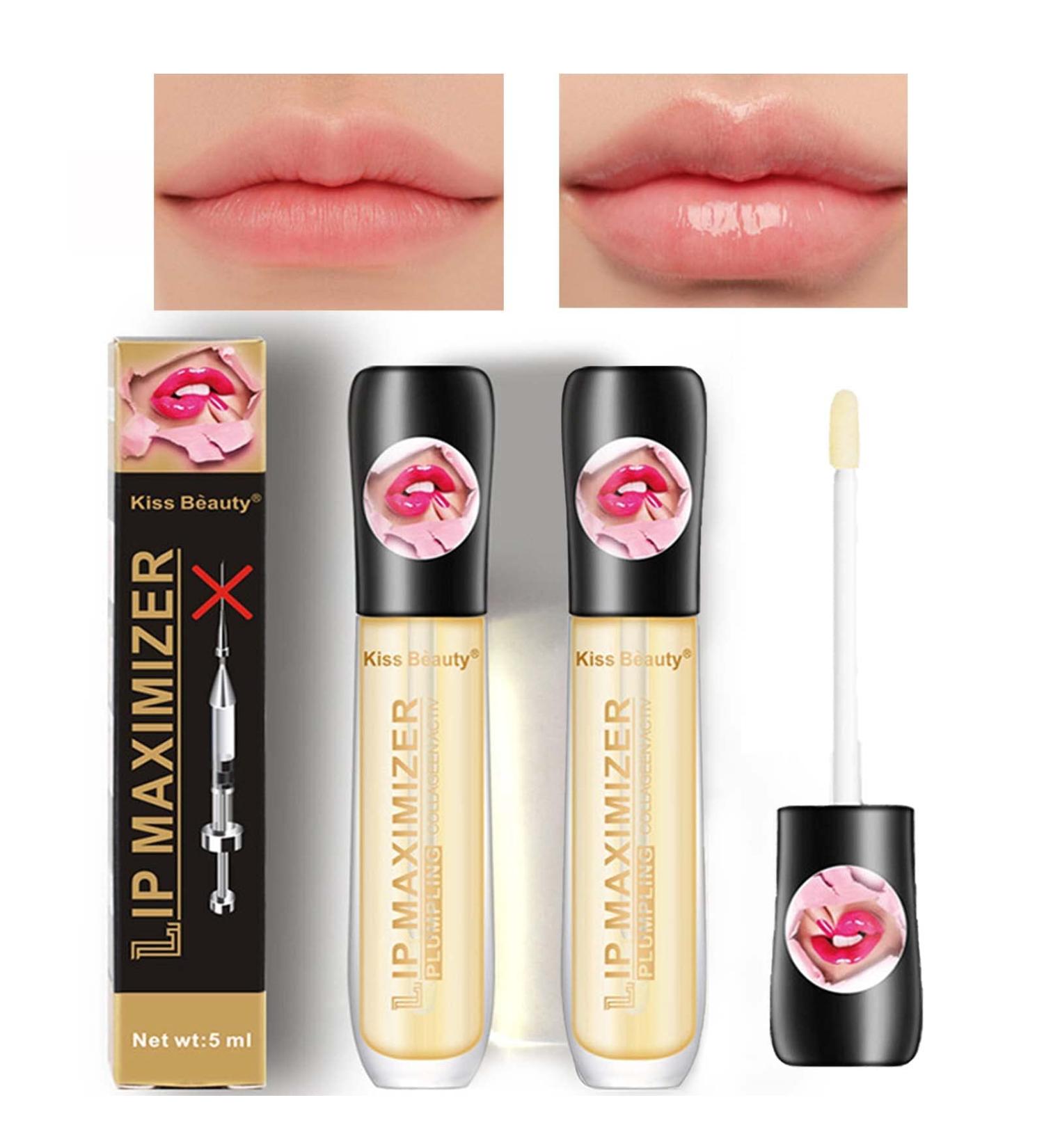 Peach Lip Plumper Set: Clear Lip Oil Gloss for Strong Moisturization, Long-Lasting and Nutritious Makeup - Waterproof Liquid Lipstick (1PC) - Buy Online on SooperMarket.com