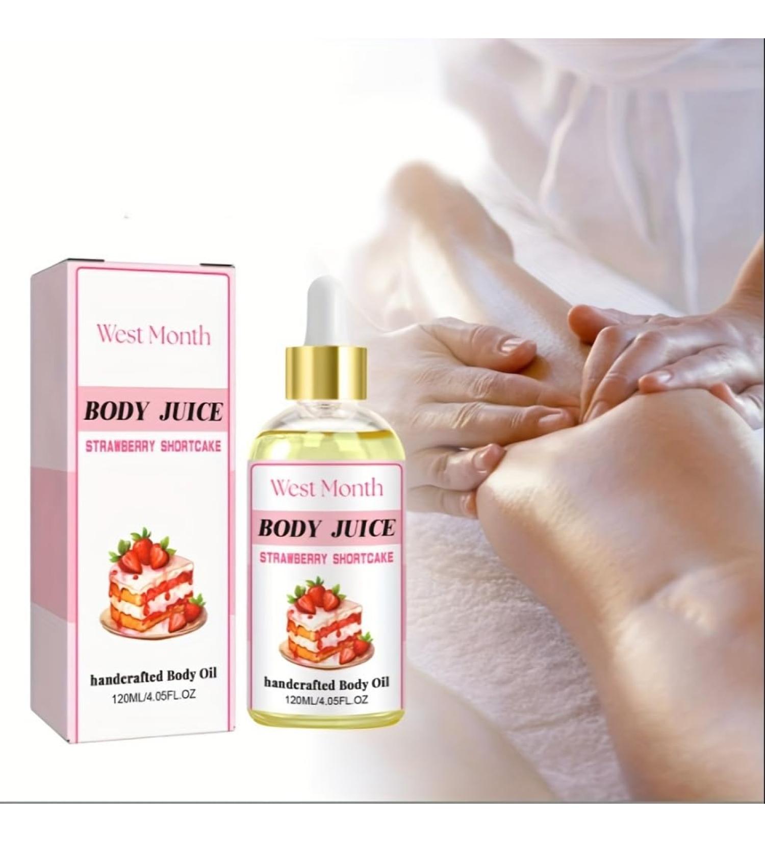Buy 120ml Organic Strawberry Shortcake Body Juice Oil | Moisturizing & Massage Oil for Men & Women | Natural Strawberry Scent - Buy Online on SooperMarket.com