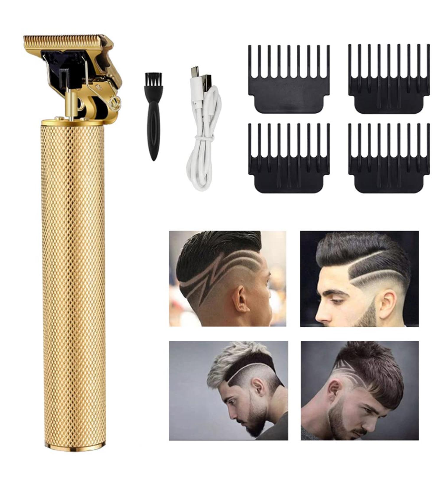 Professional Hair Clippers for Men - Rechargeable Cordless Zero Gapped Trimmer with T Blade Edgers Clippers and 4 Guide Combs - Beard Shaver Barbershop Gold - Buy Online on SooperMarket.com